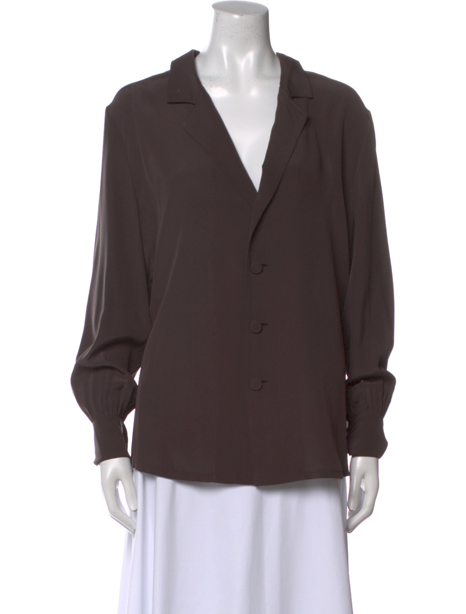 Saint Laurent V-Neck Long Sleeve Blouse