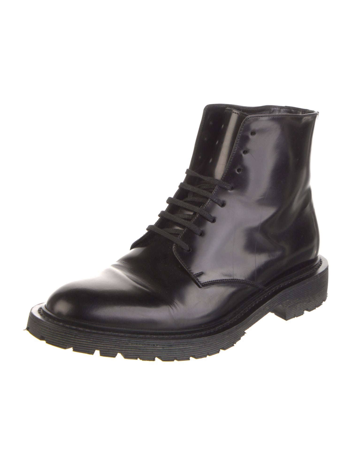 Saint Laurent Patent Leather Combat Boots