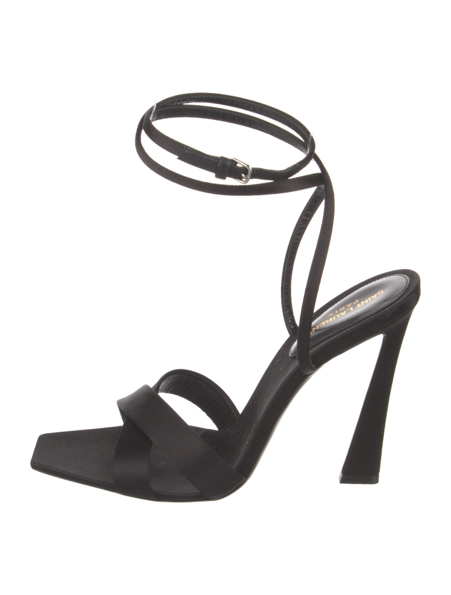 Saint Laurent Satin Crystal Embellishments Sandals