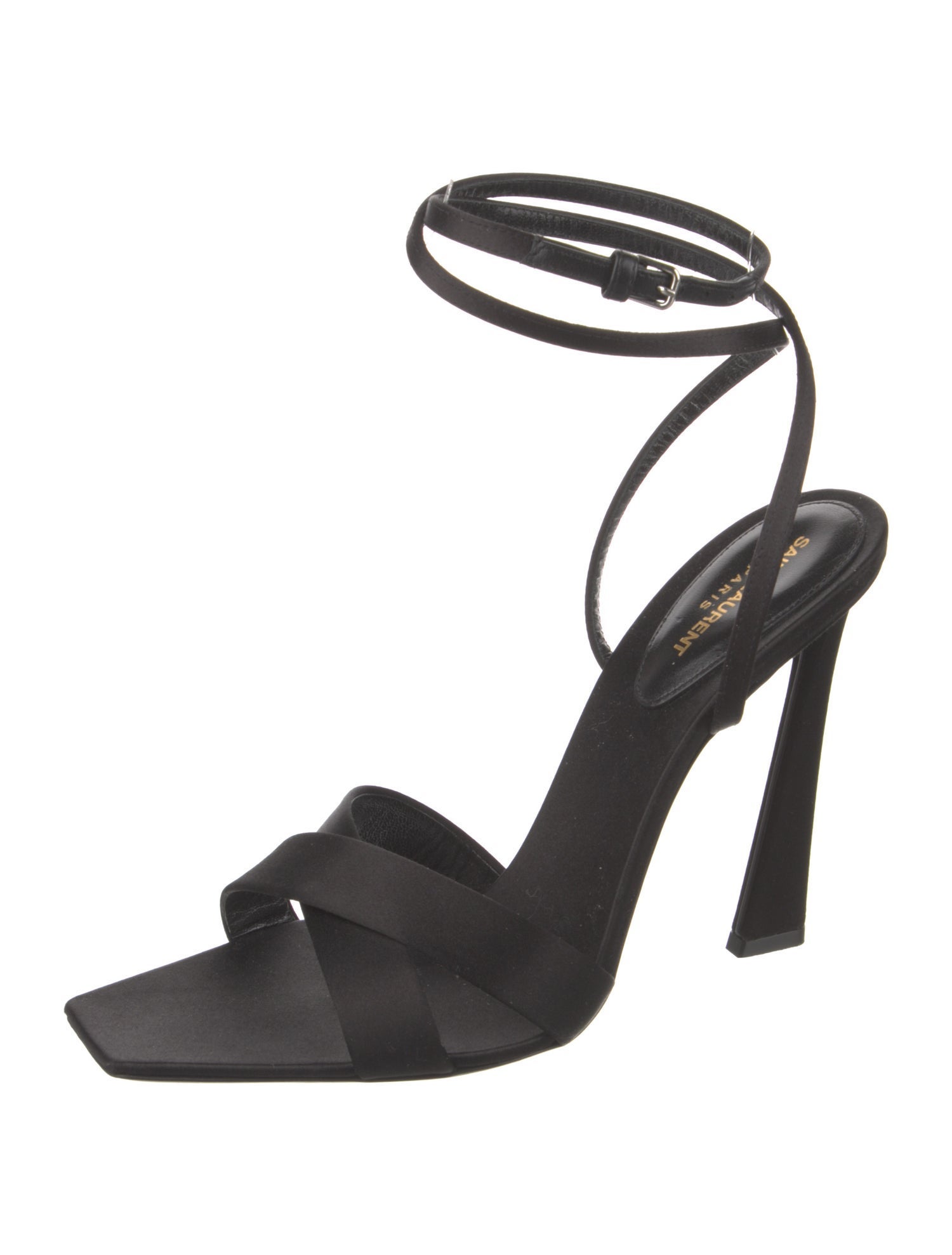 Saint Laurent Satin Crystal Embellishments Sandals