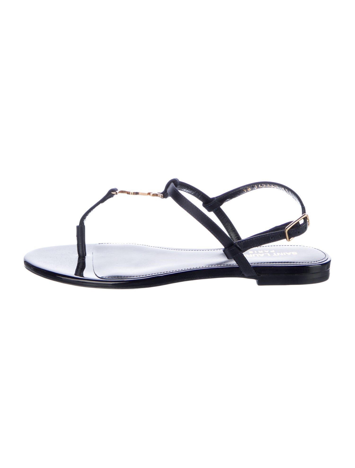 Saint Laurent Patent Leather T-Strap Sandals