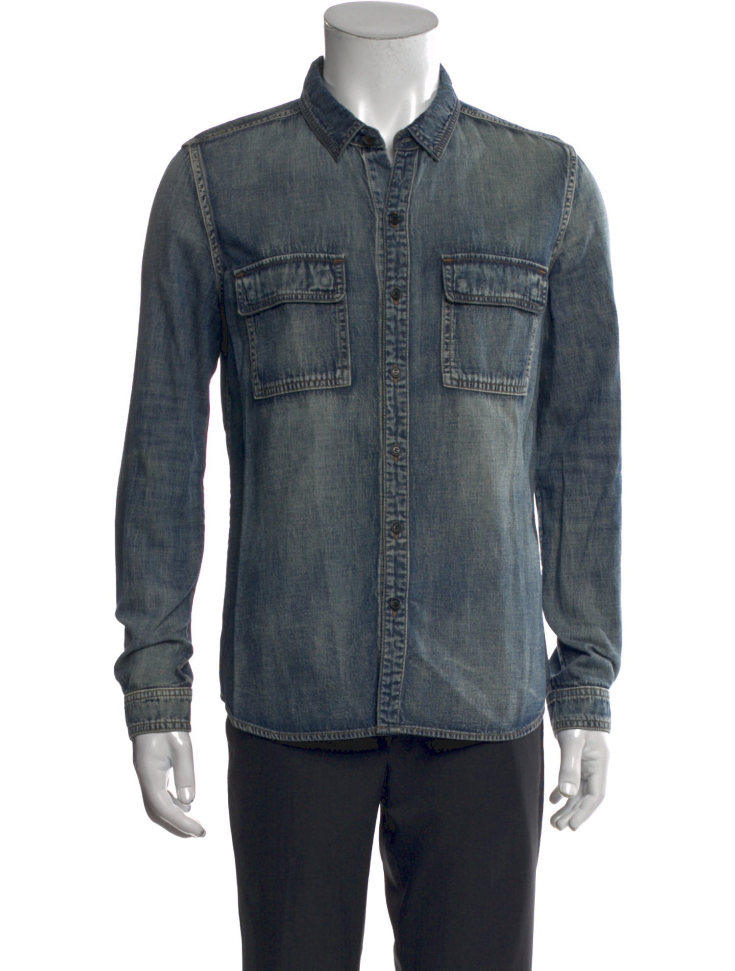 Saint Laurent 2021 Long Sleeve Denim Shirt