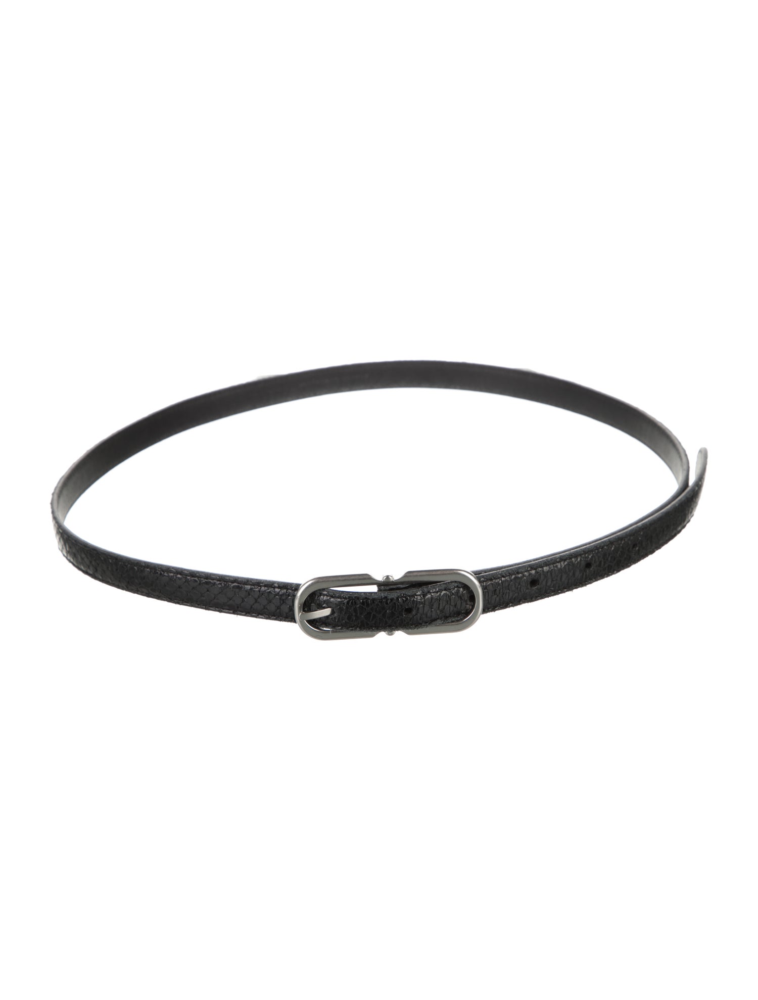 Saint Laurent Skinny Embossed Leather Belt