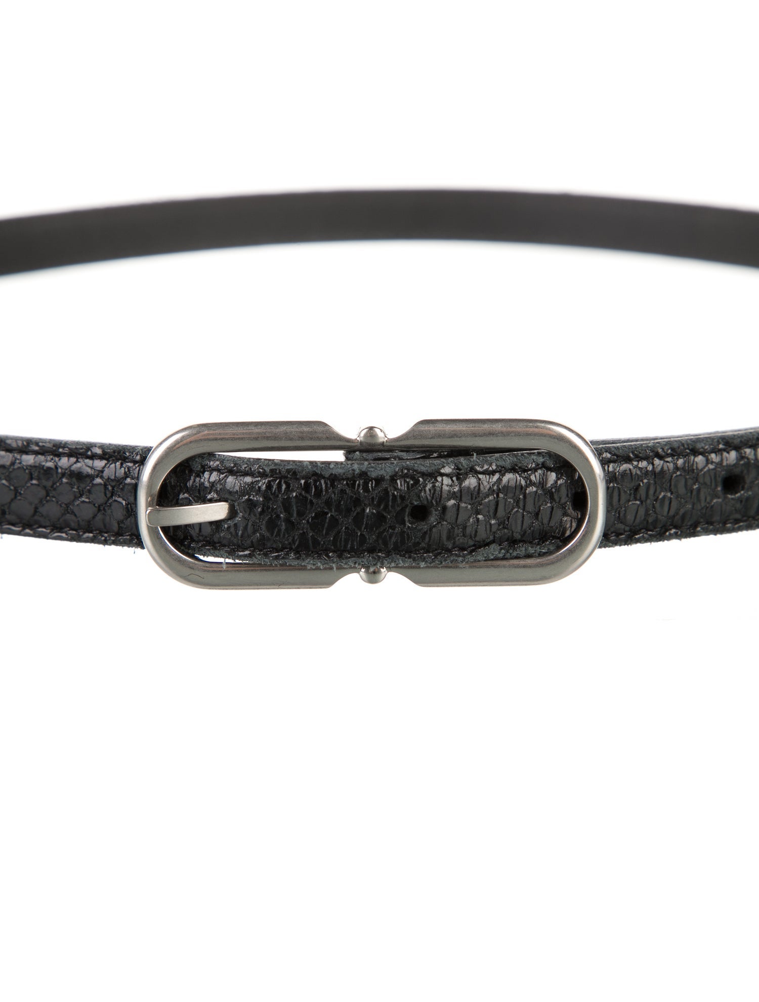Saint Laurent Skinny Embossed Leather Belt