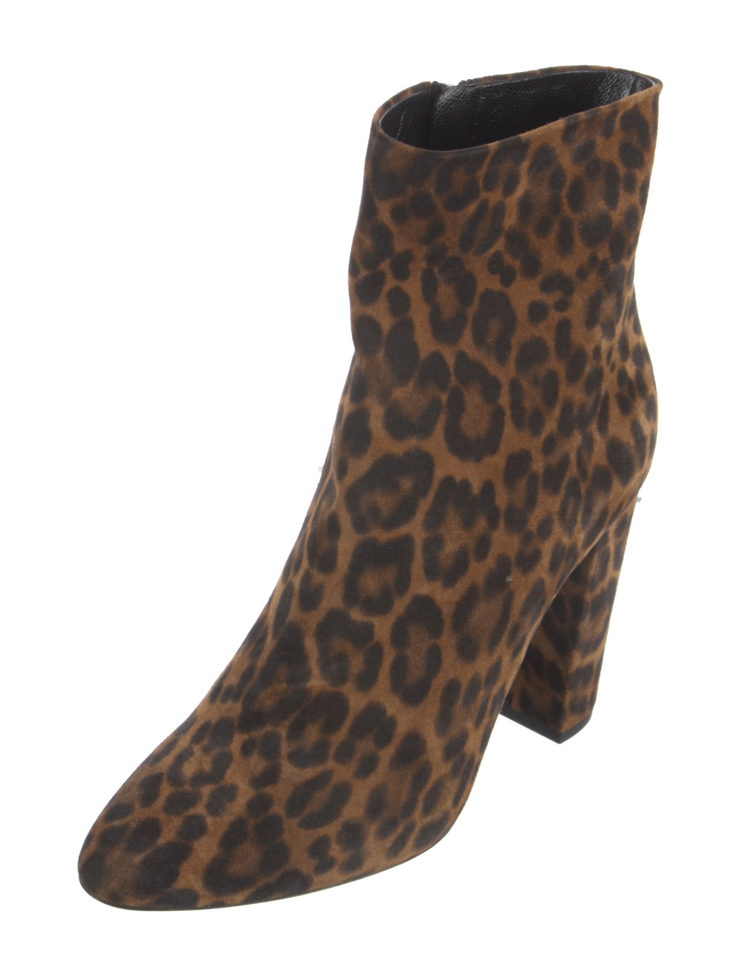 Saint Laurent Suede Animal Print Boots