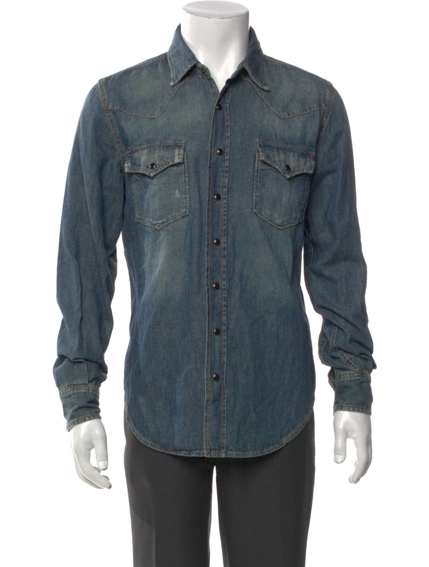 Saint Laurent 2021 Long Sleeve Denim Shirt