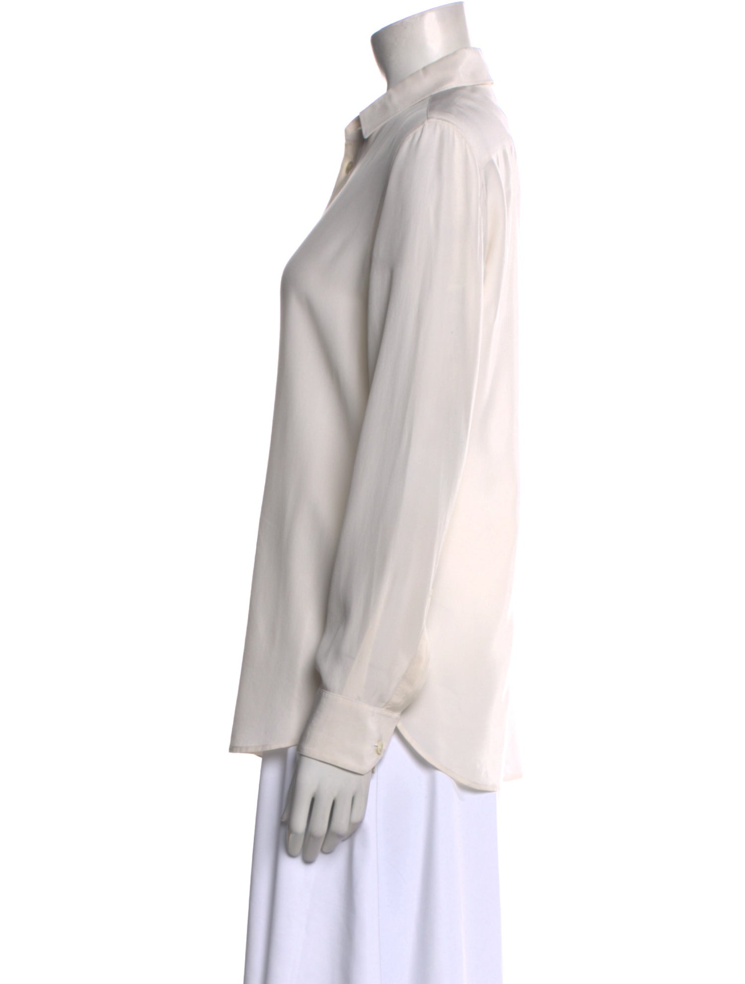 Saint Laurent Silk Long Sleeve Button-Up Top