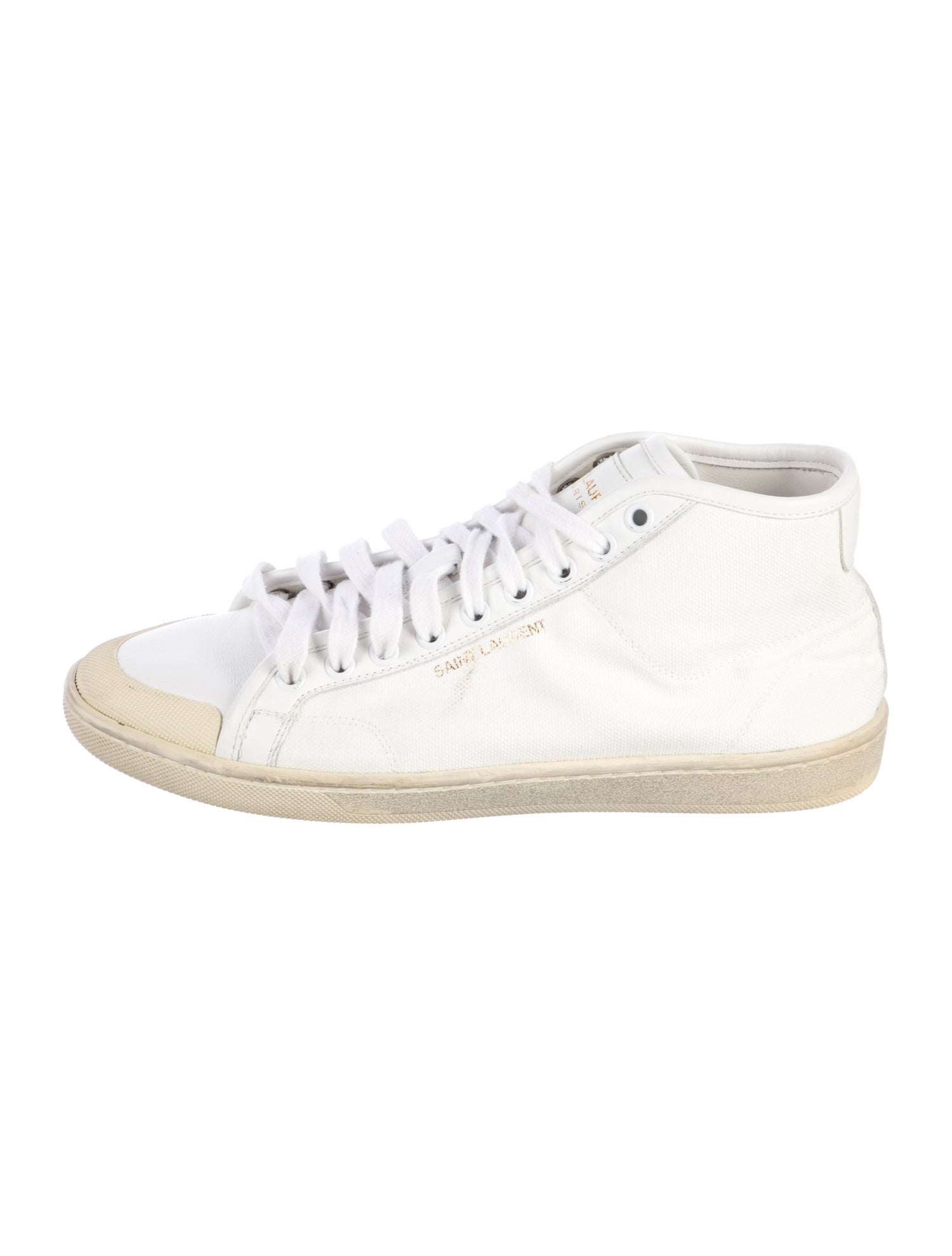 Saint Laurent Canvas Leather Trim Embellishment Sneakers