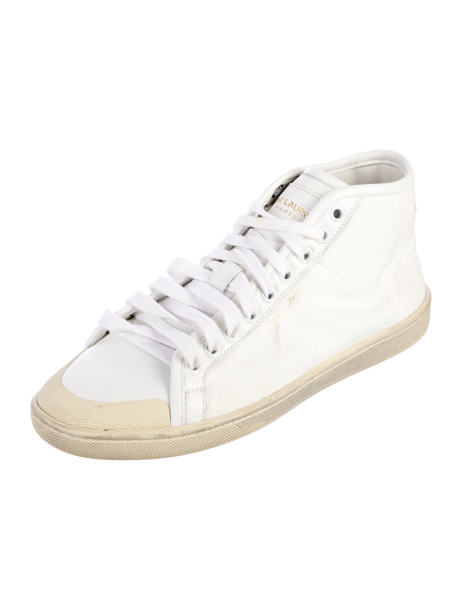 Saint Laurent Canvas Leather Trim Embellishment Sneakers