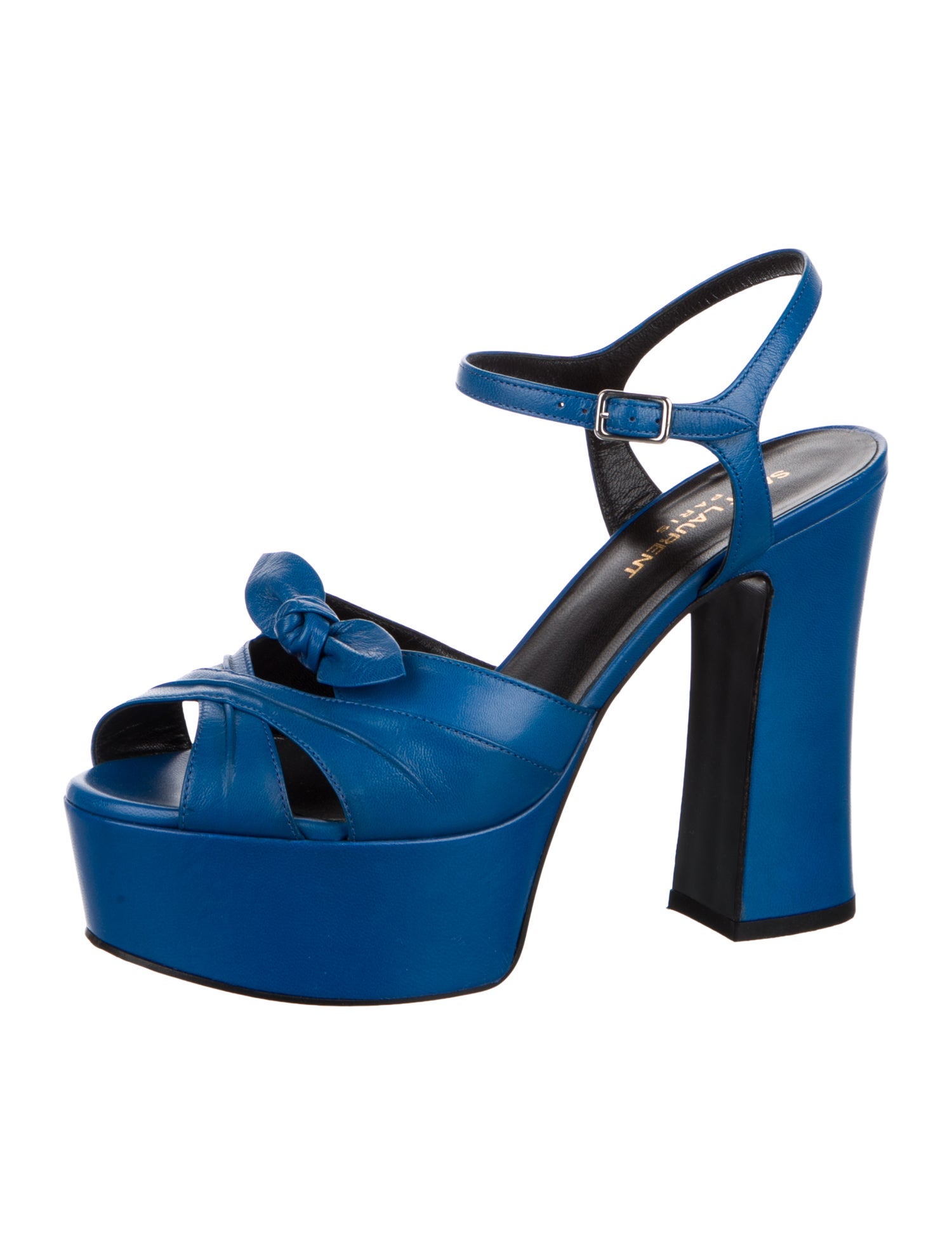 Saint Laurent Leather Bow Accents Mules