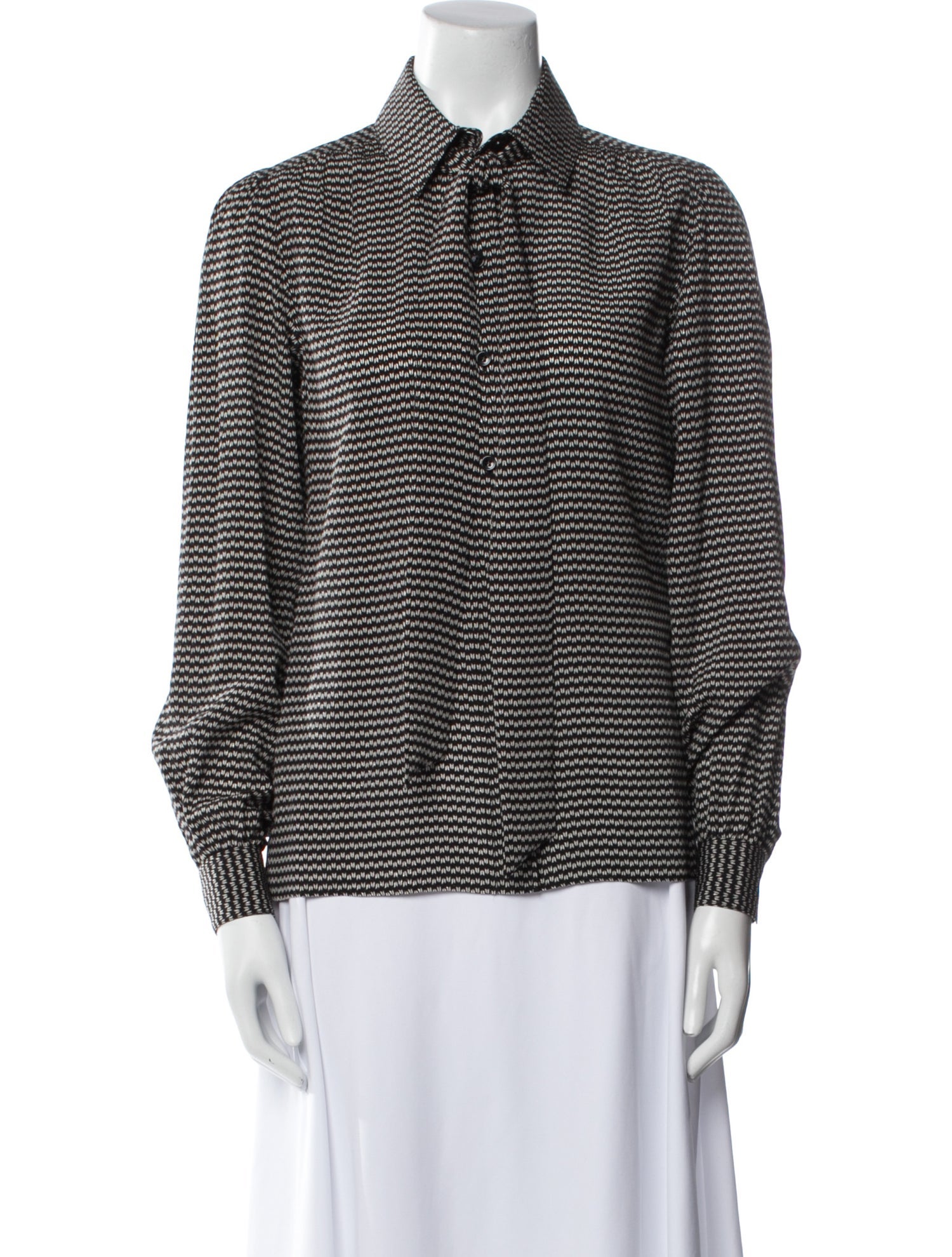 Saint Laurent Silk Printed Button-Up Top