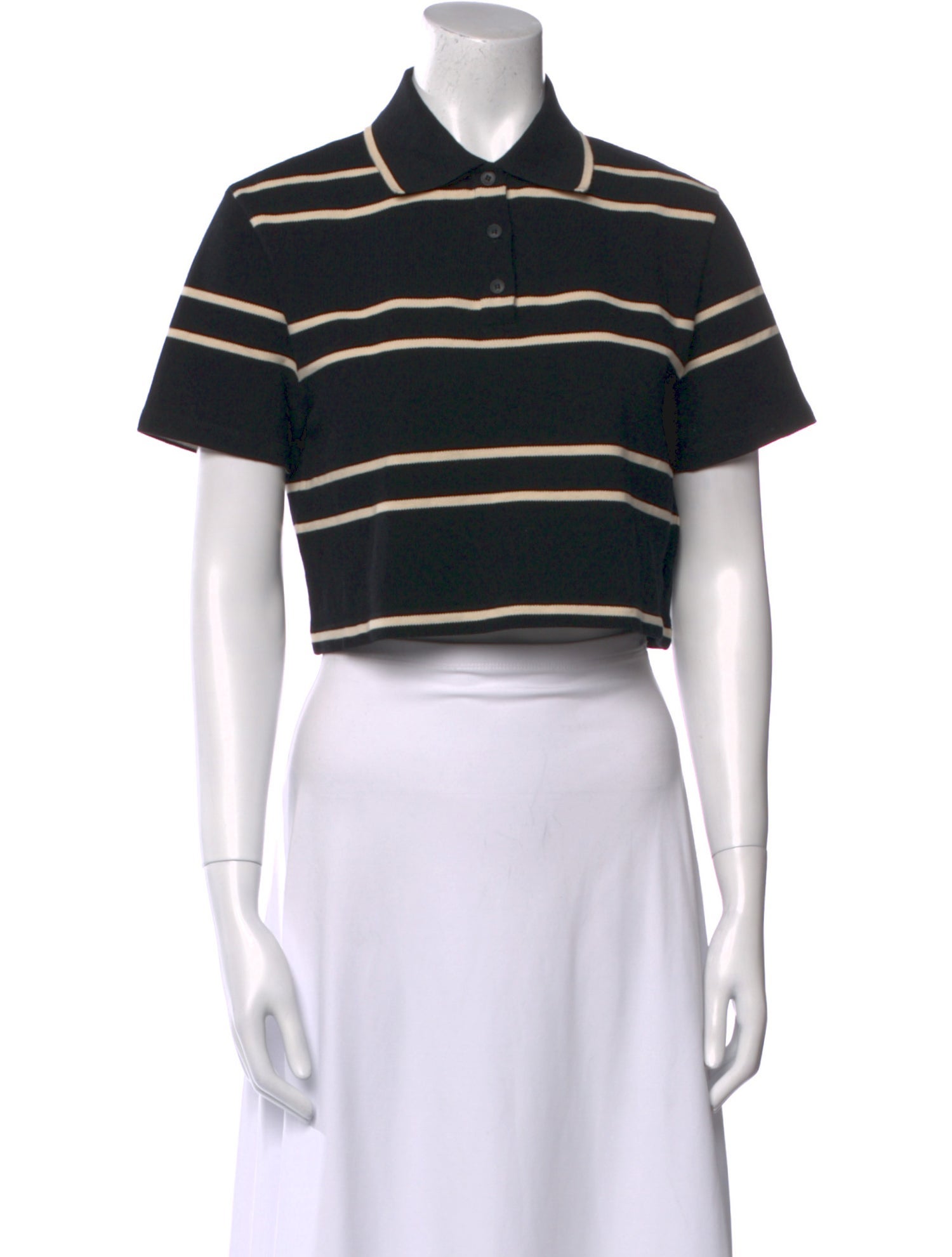 Saint Laurent Striped Short Sleeve Crop Top