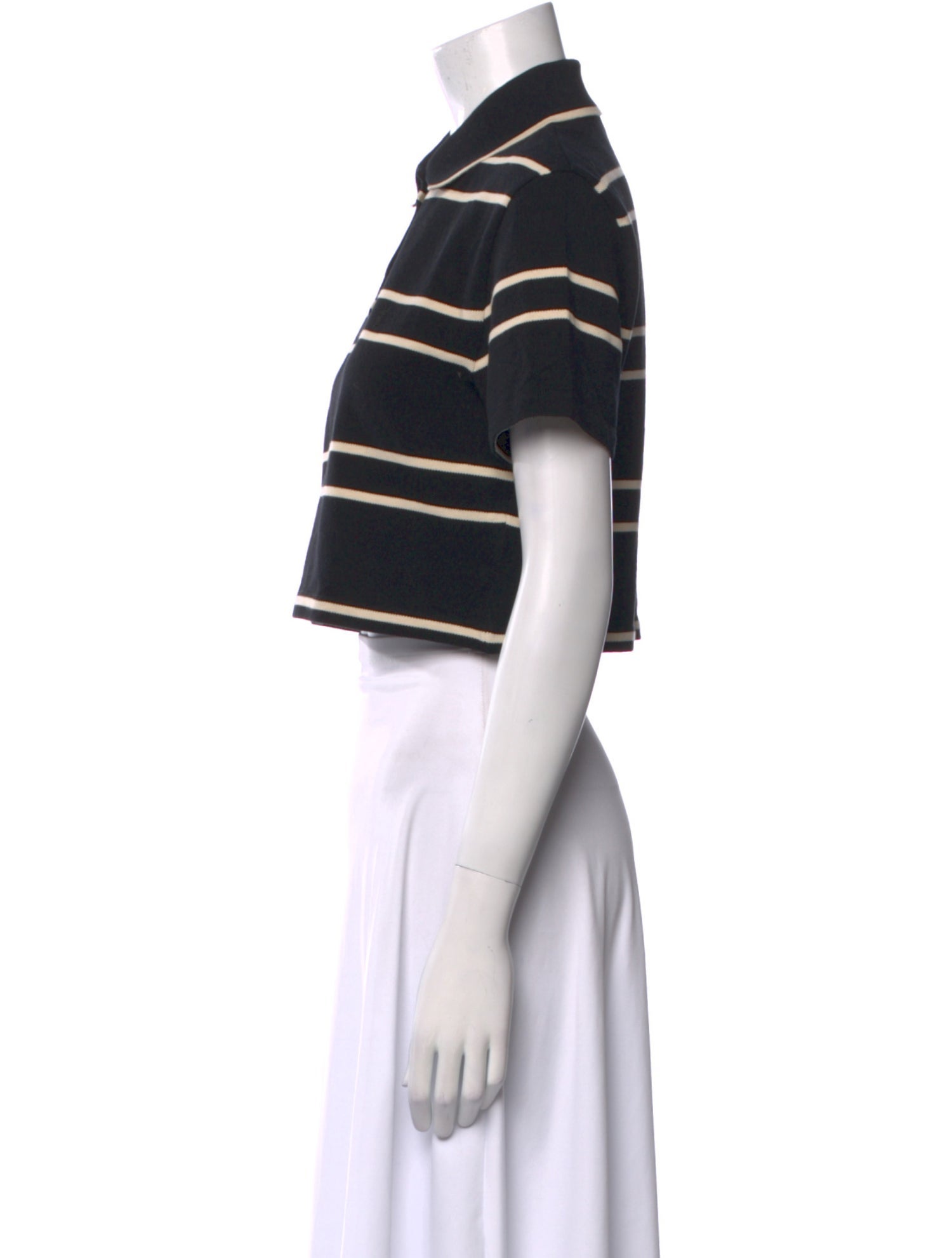 Saint Laurent Striped Short Sleeve Crop Top