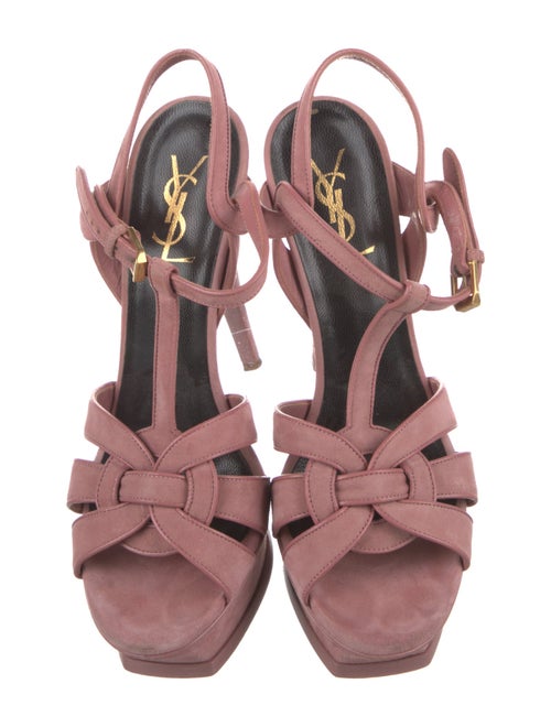 Saint Laurent Suede T-Strap Sandals