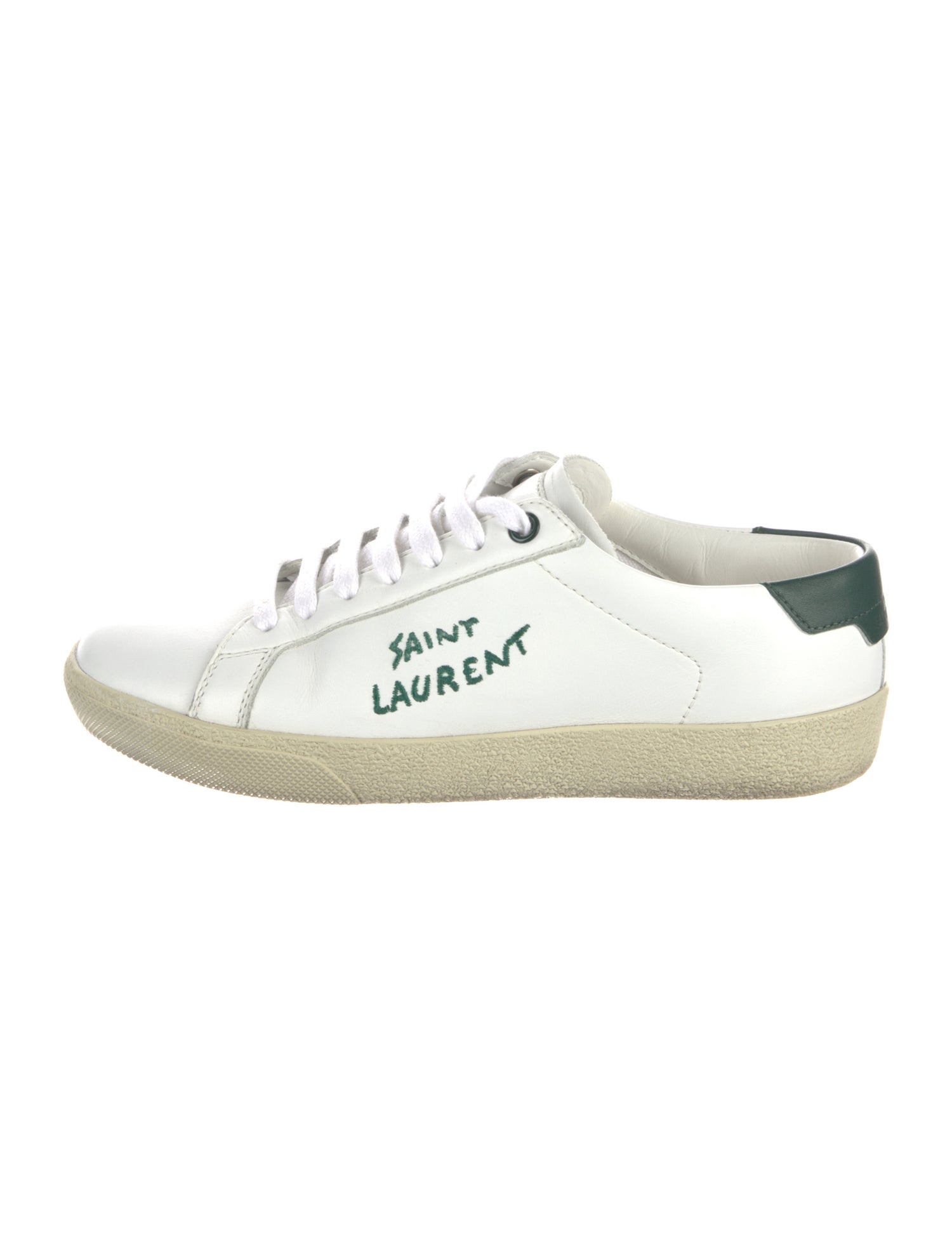 Saint Laurent Leather Embroidered Accent Sneakers
