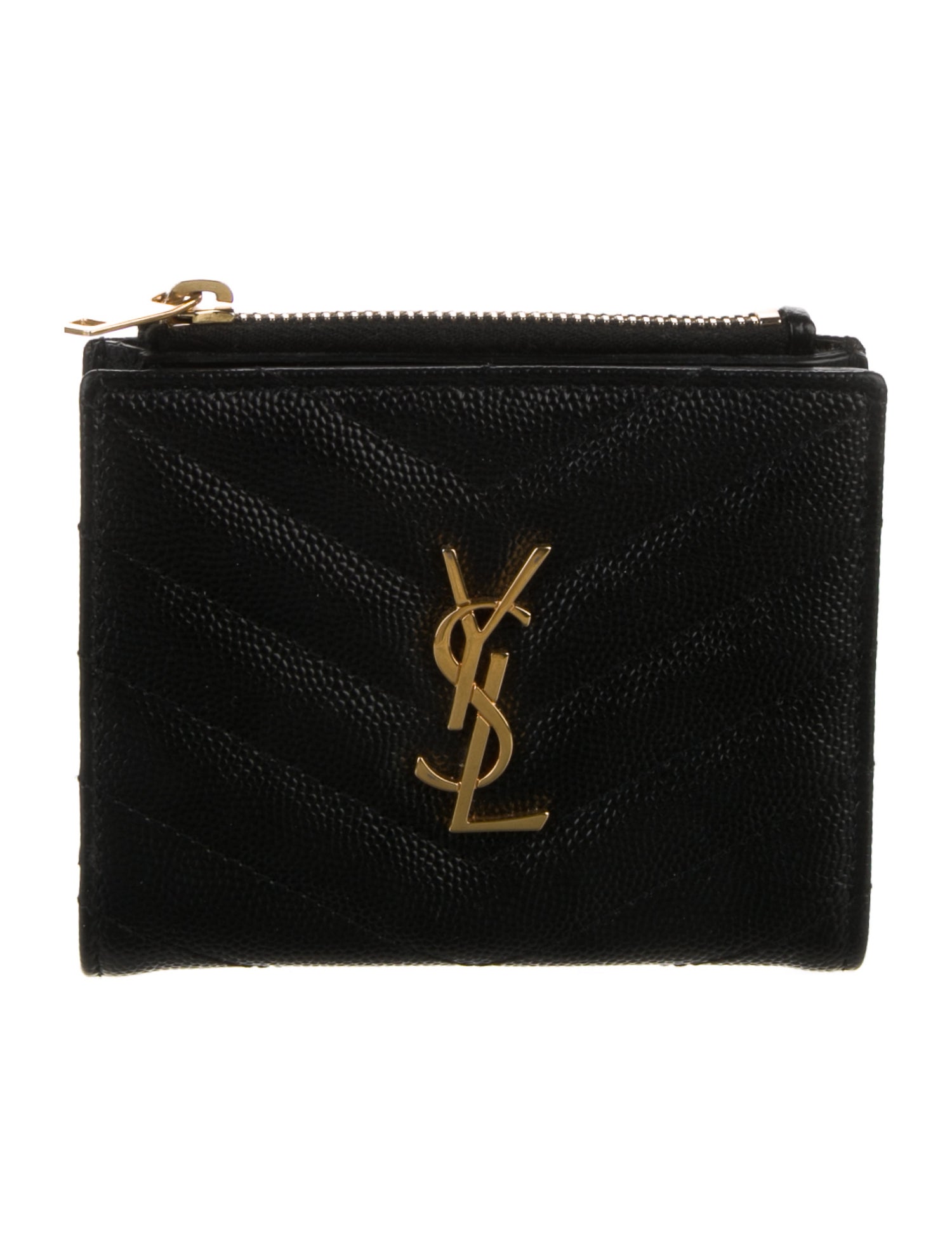 Saint Laurent 2019 Cassandre Monogram Chevron Matelassé Bi-Fold Wallet