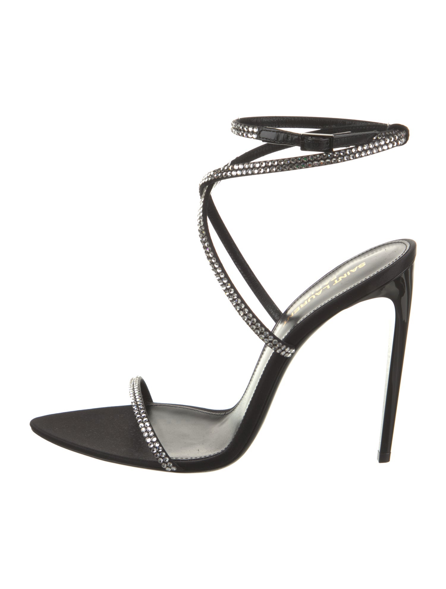 Saint Laurent Satin Crystal Embellishments Sandals