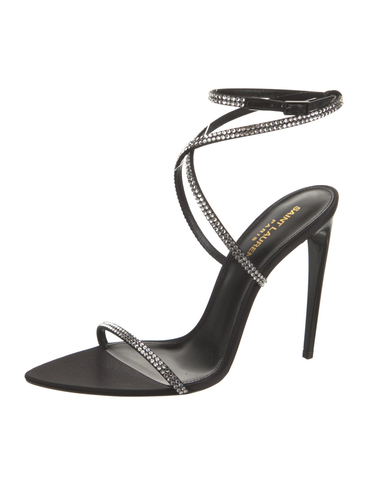 Saint Laurent Satin Crystal Embellishments Sandals
