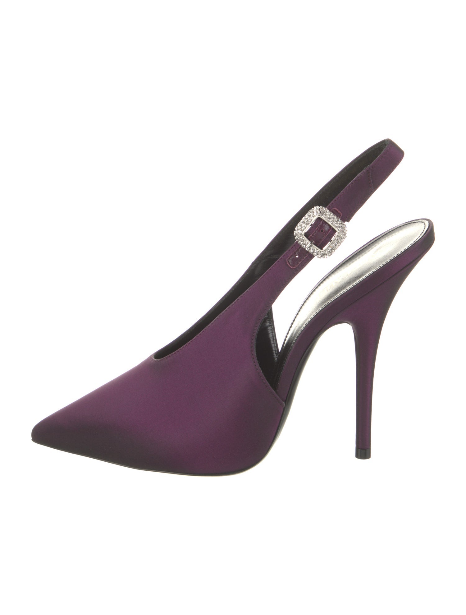 Saint Laurent Satin Crystal Embellishments Slingback Pumps