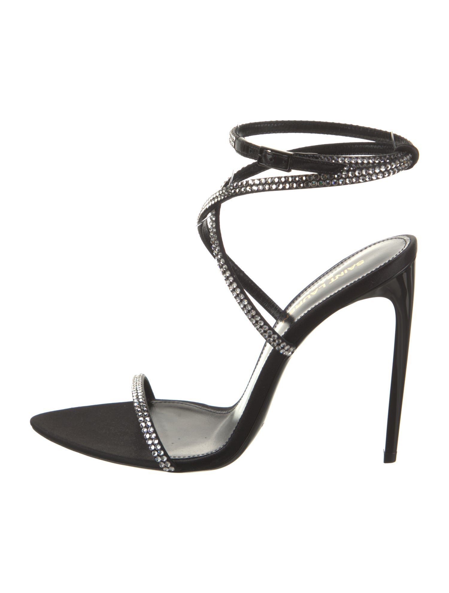 Saint Laurent Satin Crystal Embellishments Sandals
