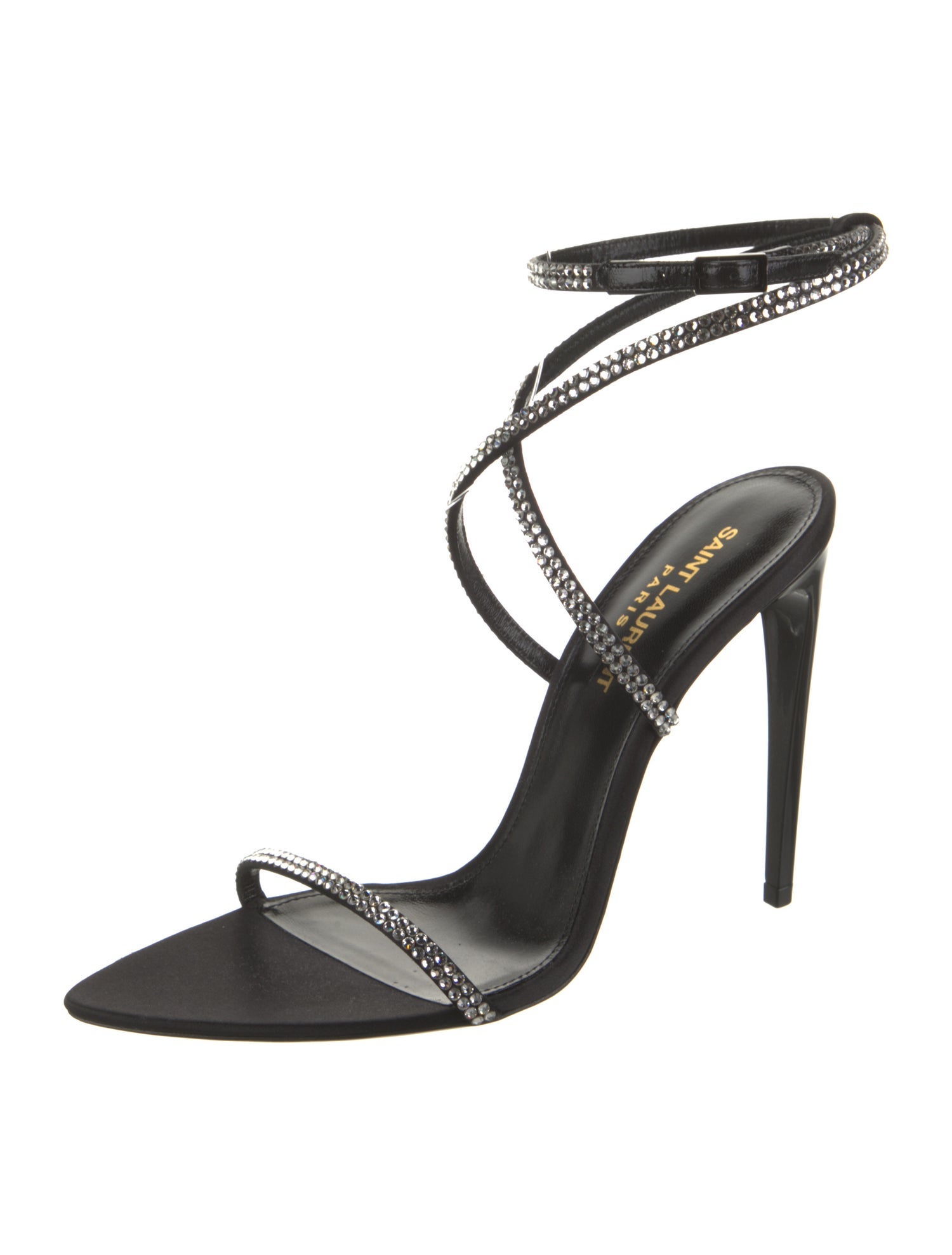 Saint Laurent Satin Crystal Embellishments Sandals