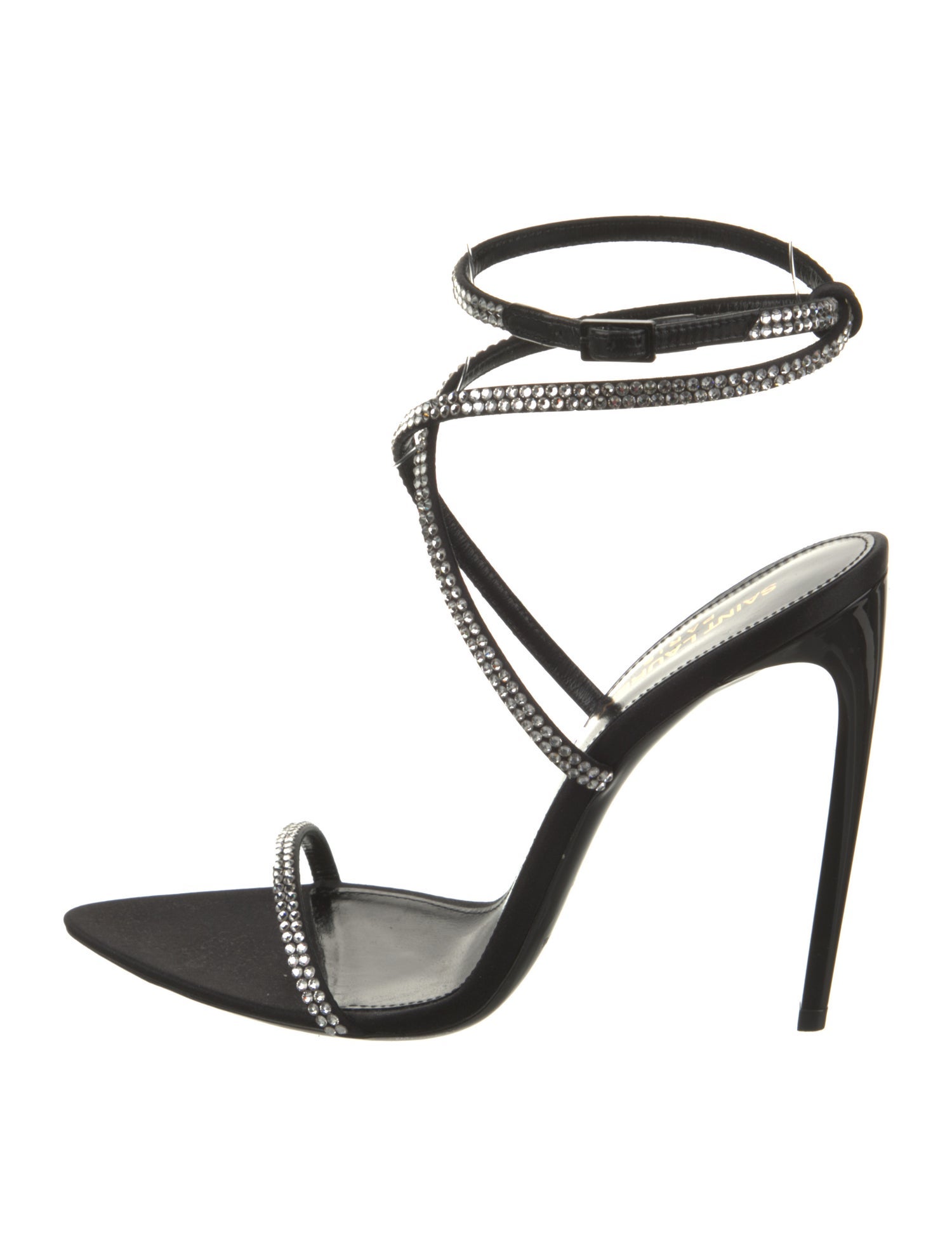 Saint Laurent Satin Crystal Embellishments Sandals