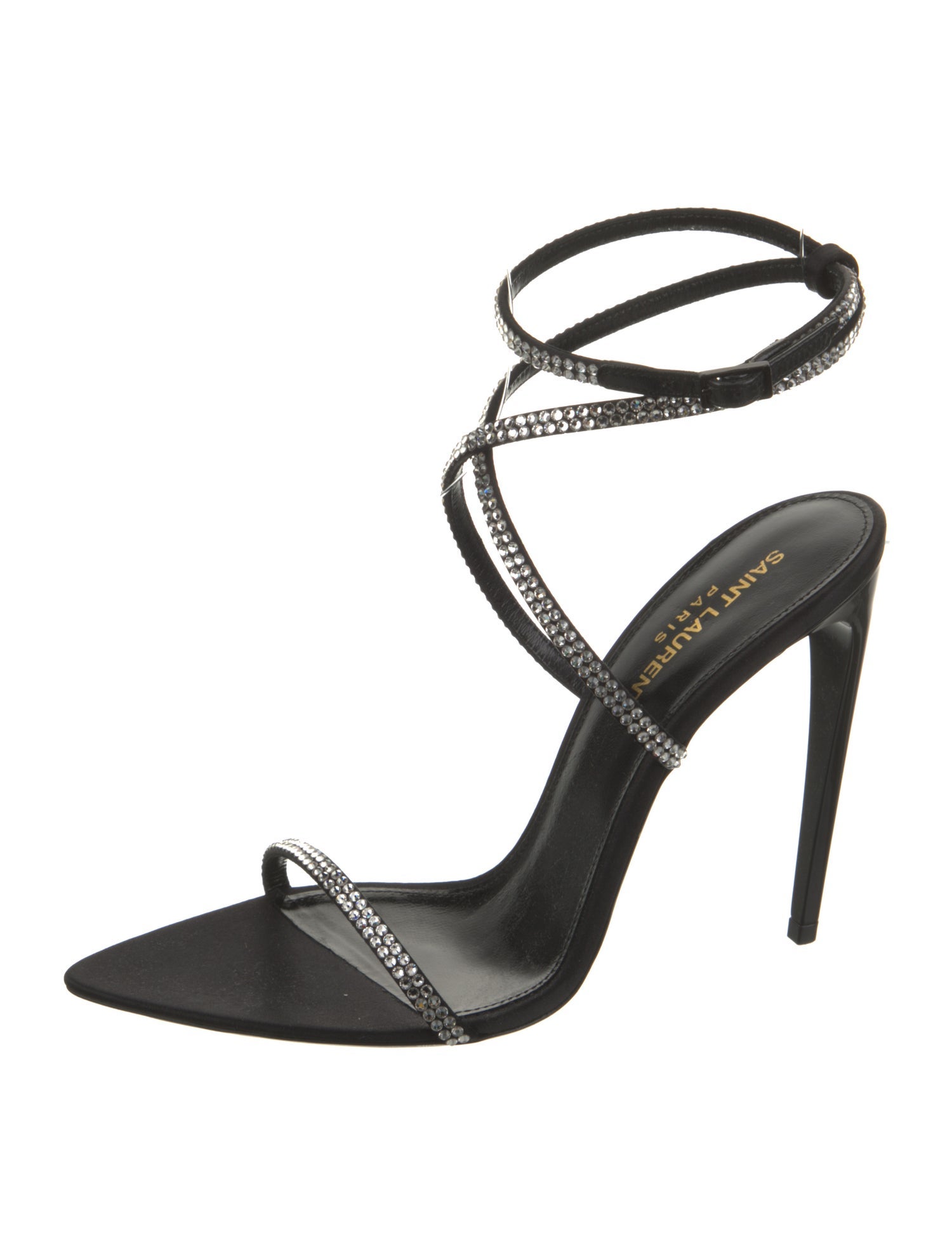 Saint Laurent Satin Crystal Embellishments Sandals