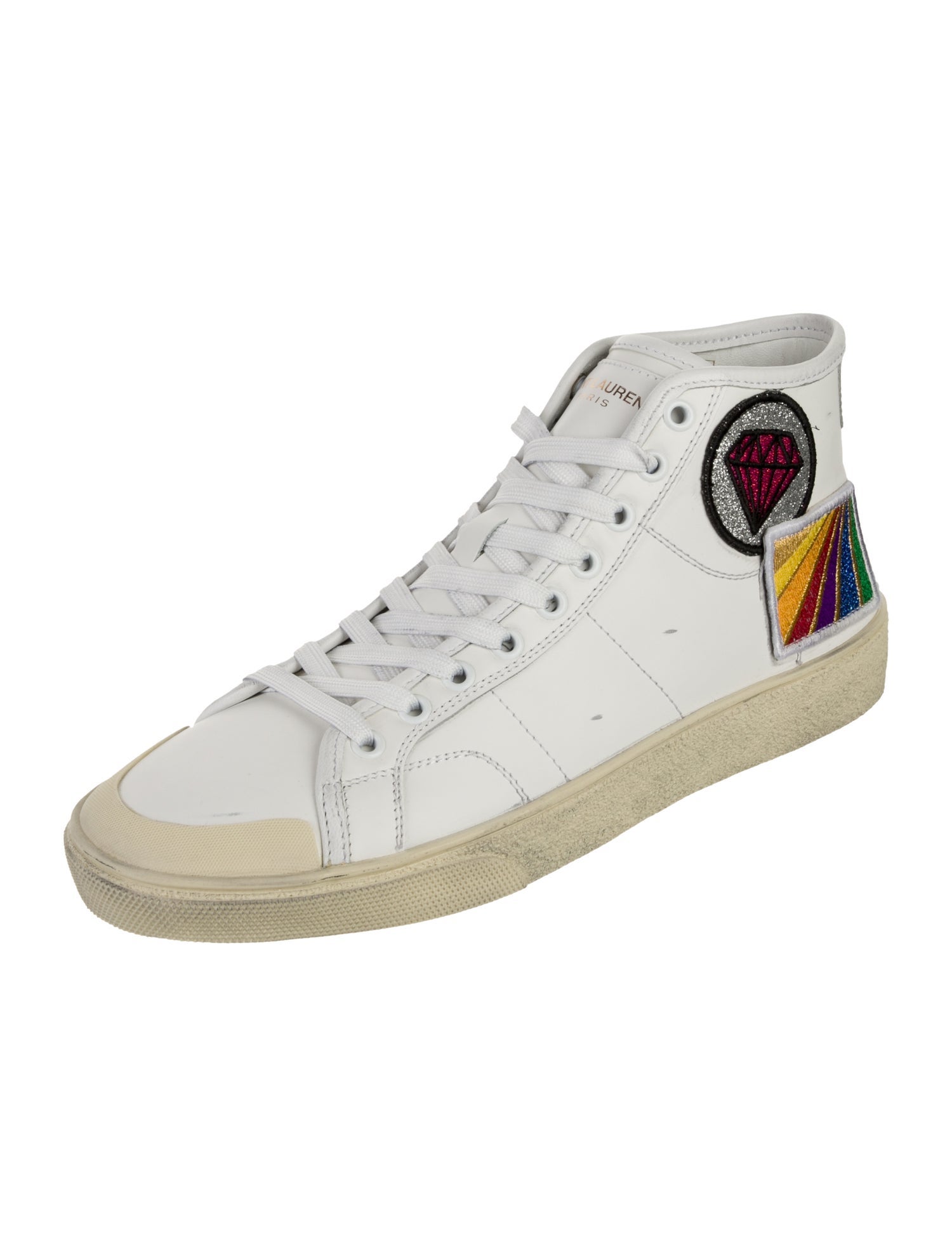 Saint Laurent Leather Graphic Print Sneakers