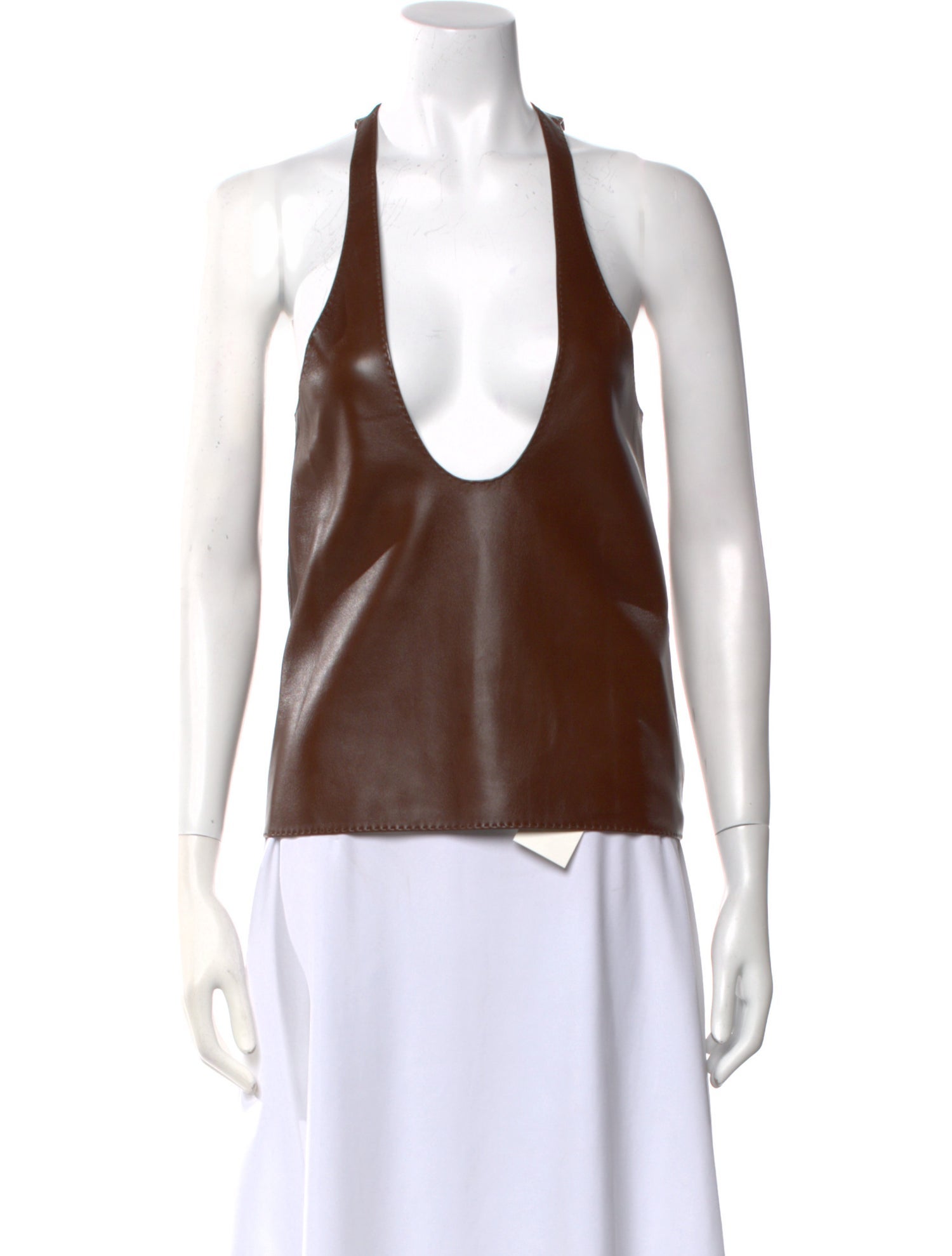 Saint Laurent Leather V-Neck Top