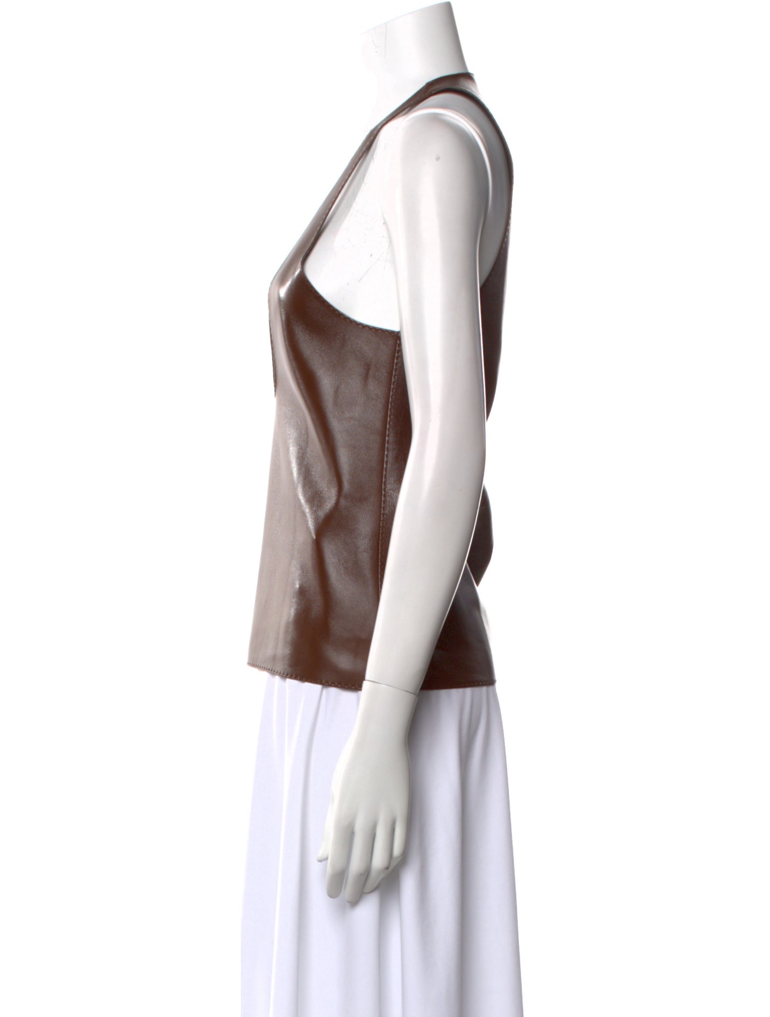 Saint Laurent Leather V-Neck Top