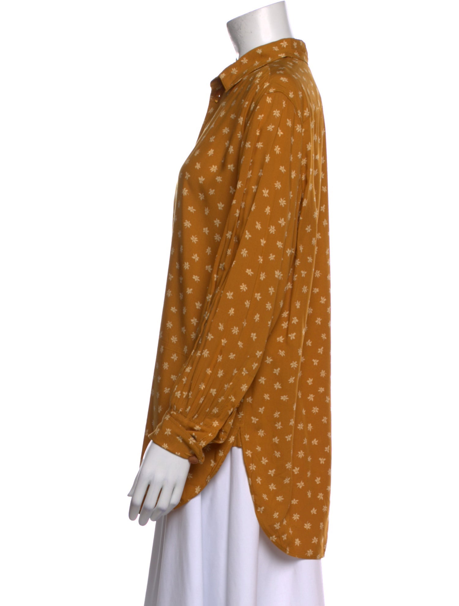 Saint Laurent Printed Long Sleeve Button-Up Top