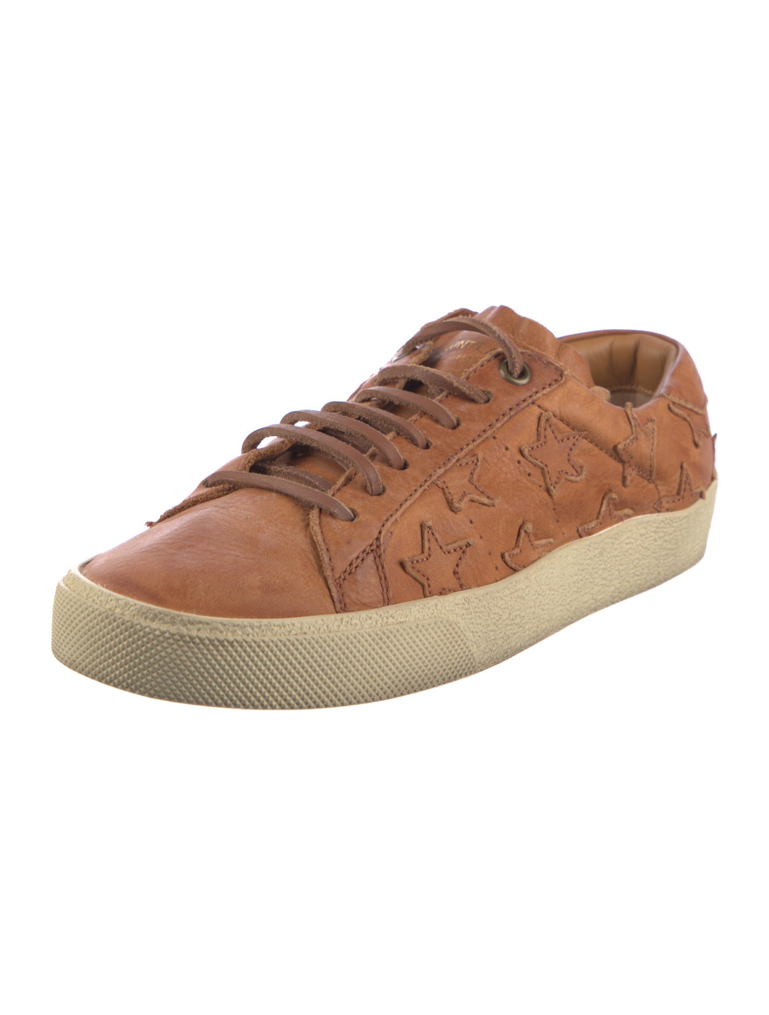 Saint Laurent Leather Embroidered Accent Sneakers