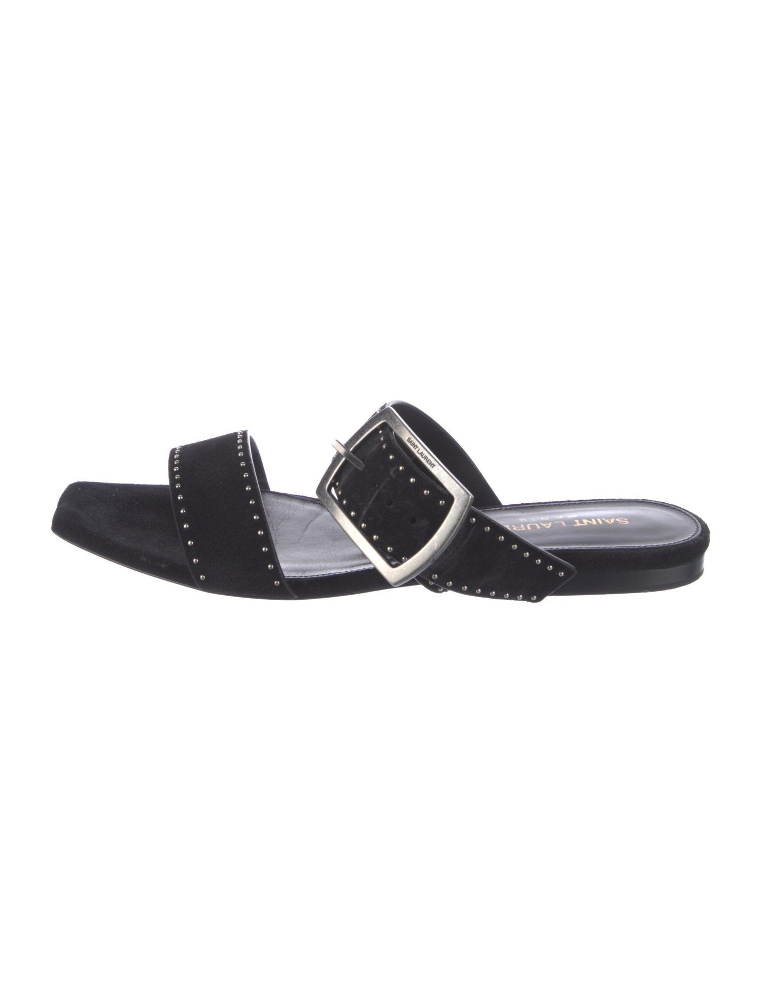 Saint Laurent Suede Studded Accents Slides