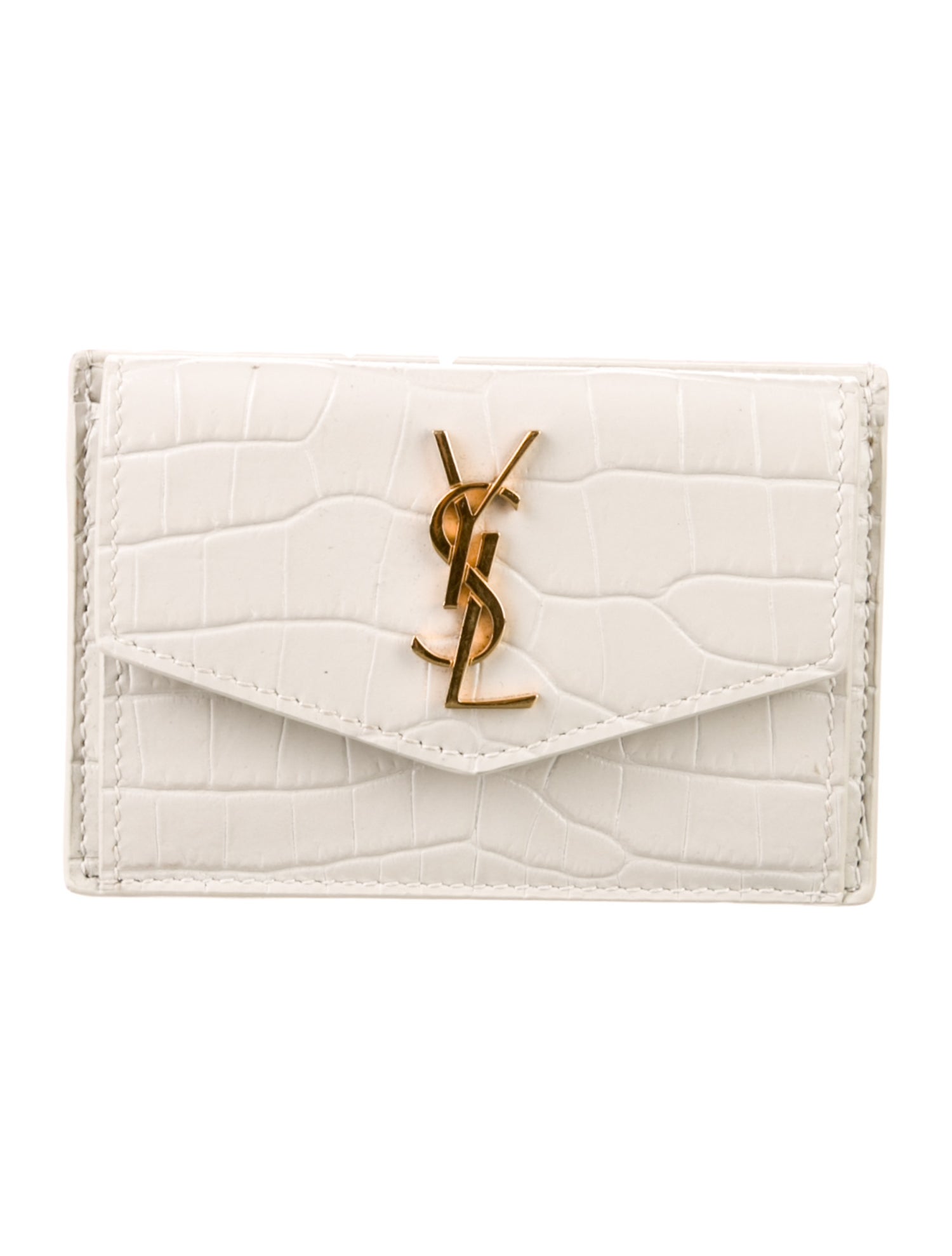 Saint Laurent Signature Logo Embossed Leather Card Holder