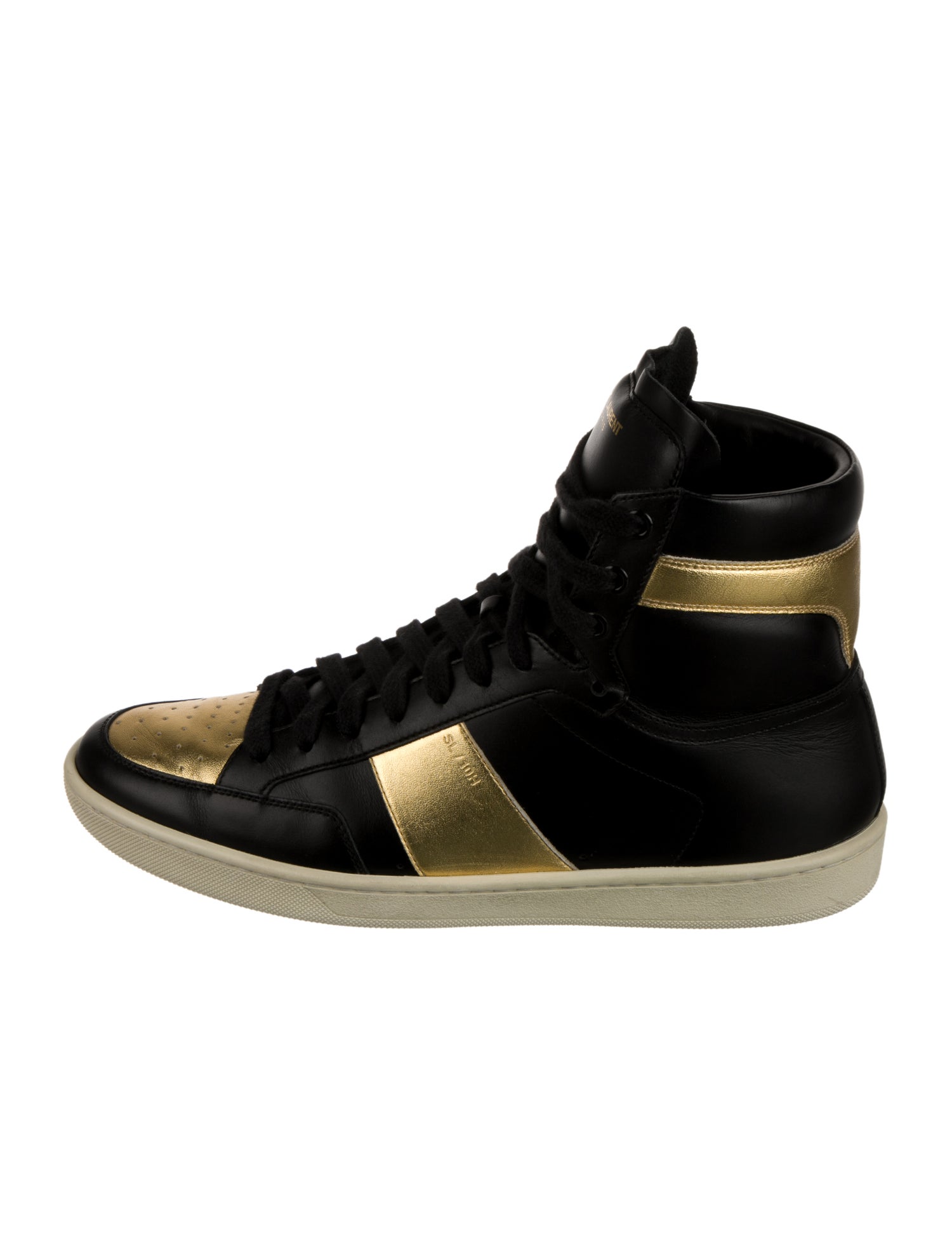 Saint Laurent Leather Colorblock Pattern Lace-Up Boots