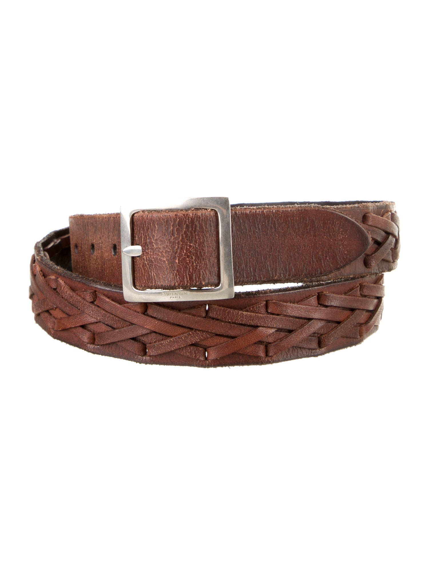 Saint Laurent Leather Braided Accents Belt