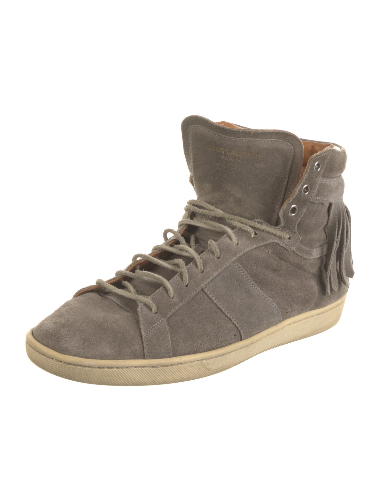 Saint Laurent Suede Fringe Trim Accent Sneakers