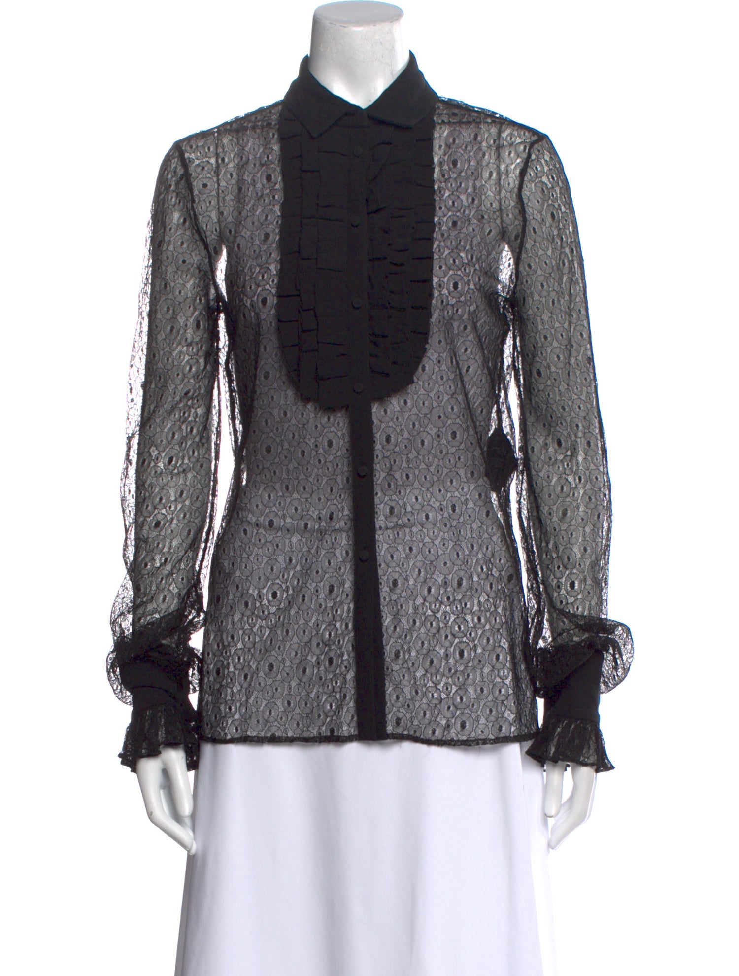 Saint Laurent Lace Lace Pattern Button-Up Top