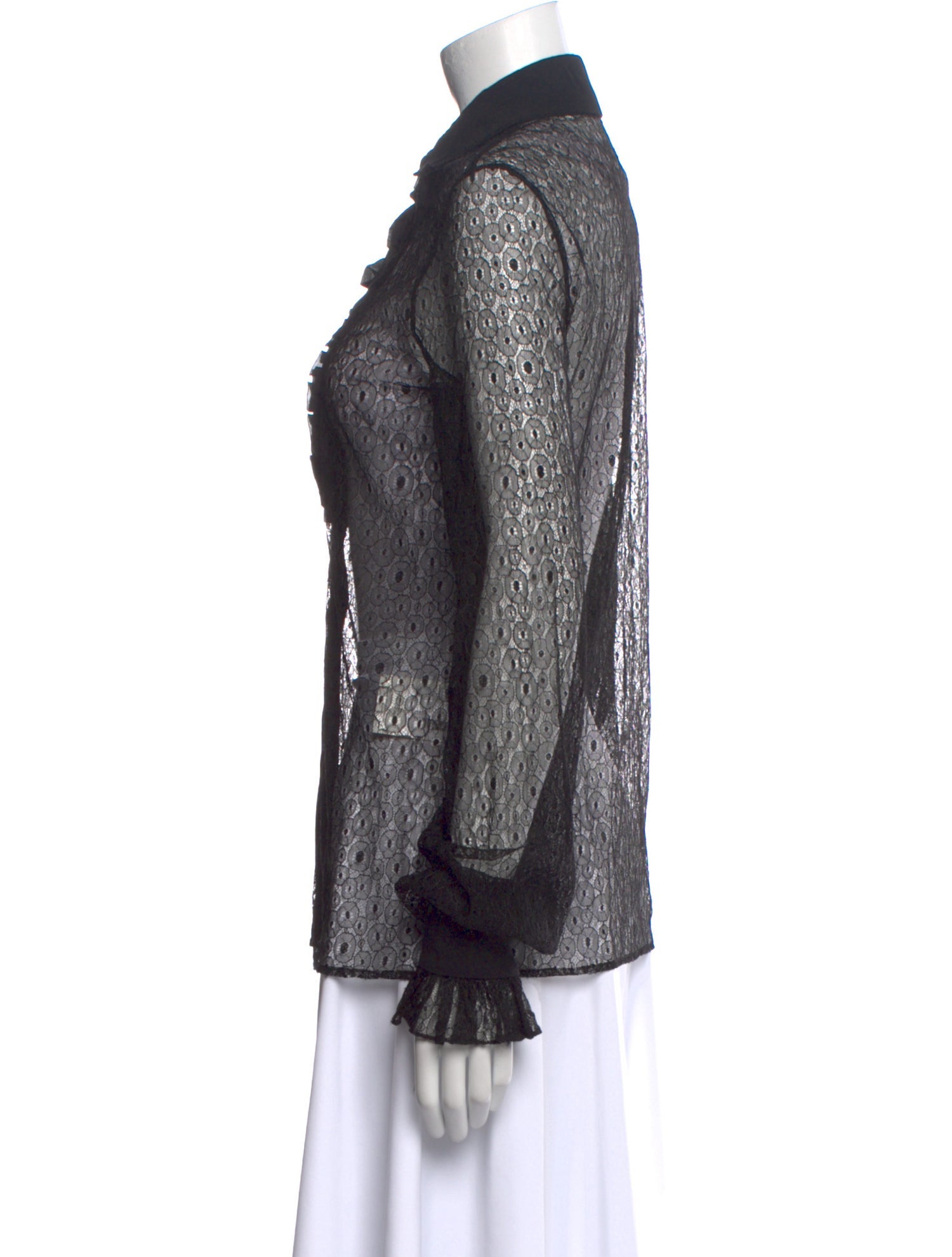 Saint Laurent Lace Lace Pattern Button-Up Top