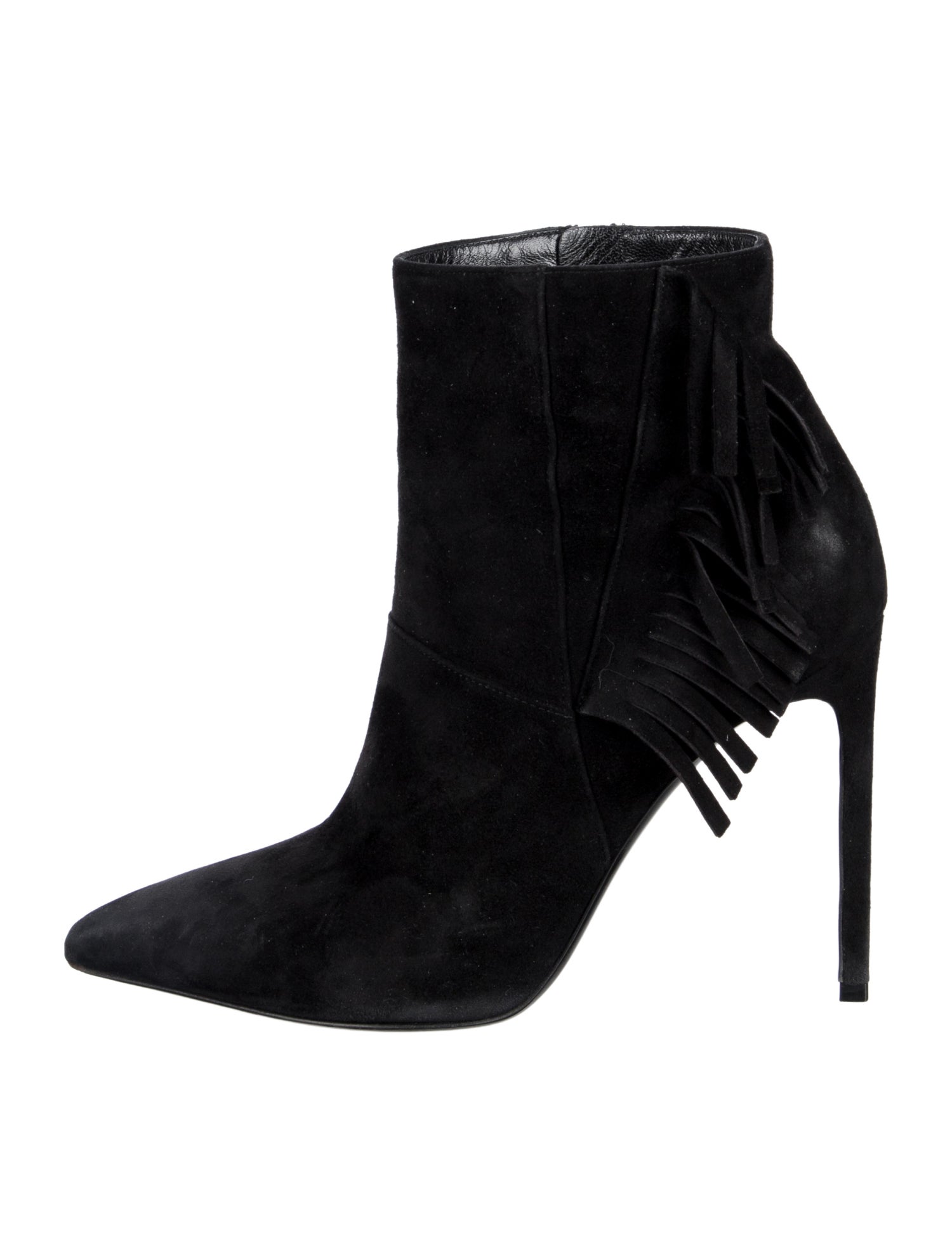 Saint Laurent Suede Fringe Trim Accent Western Boots