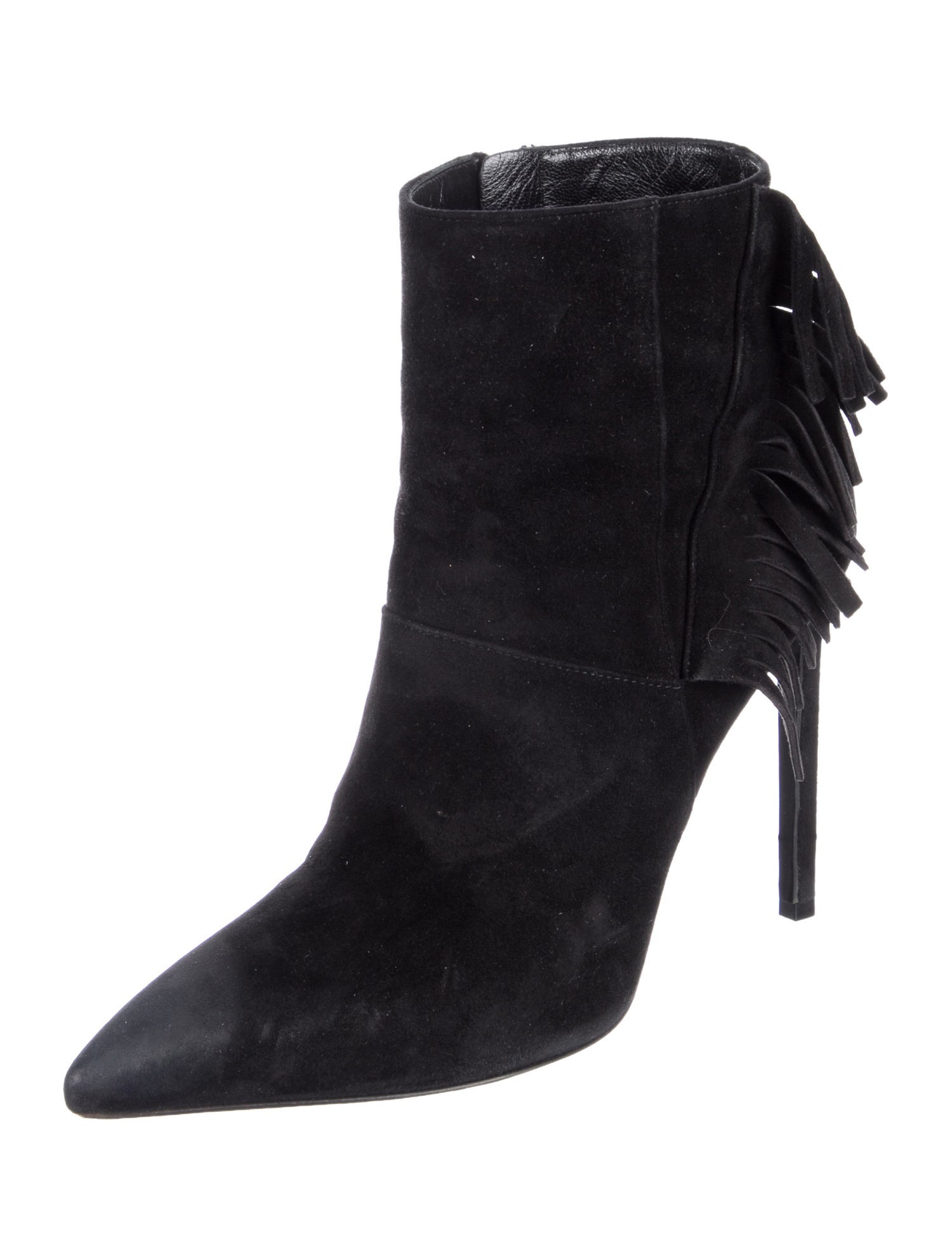 Saint Laurent Suede Fringe Trim Accent Western Boots