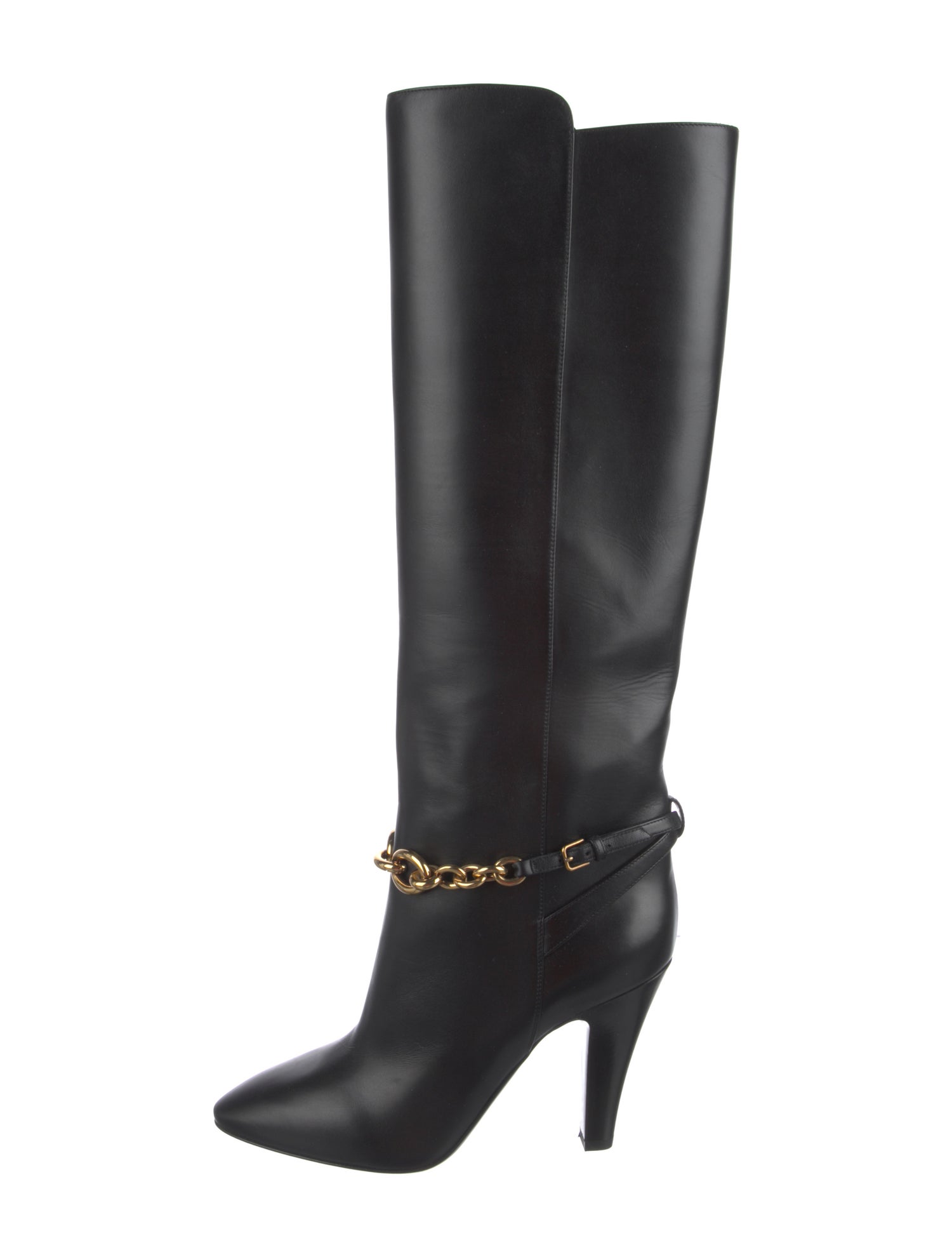 Saint Laurent Leather Chain-Link Accents Boots