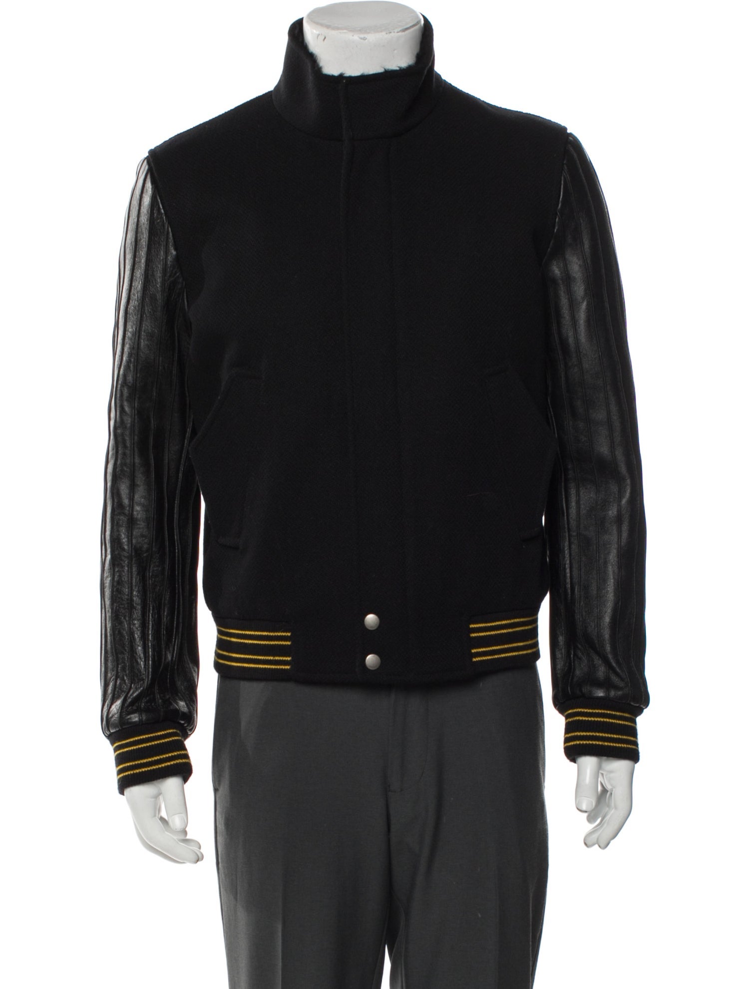 Saint Laurent Virgin Wool Striped Bomber Jacket