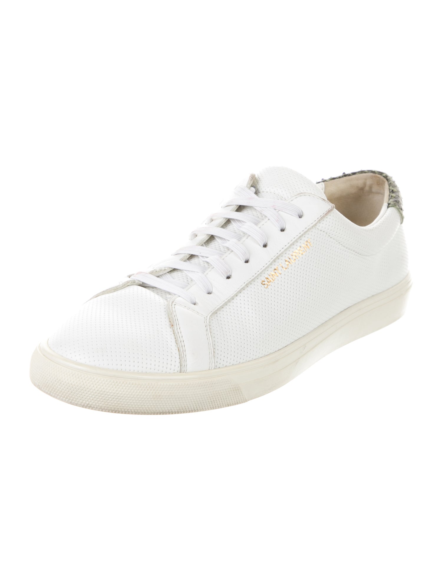 Saint Laurent Leather Glitter Accents Sneakers