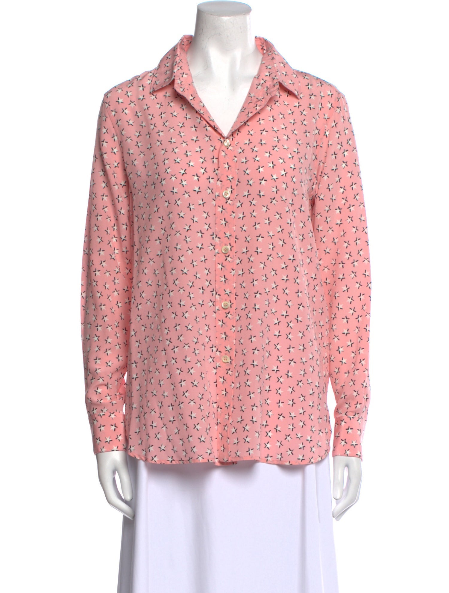 Saint Laurent Silk Printed Button-Up Top