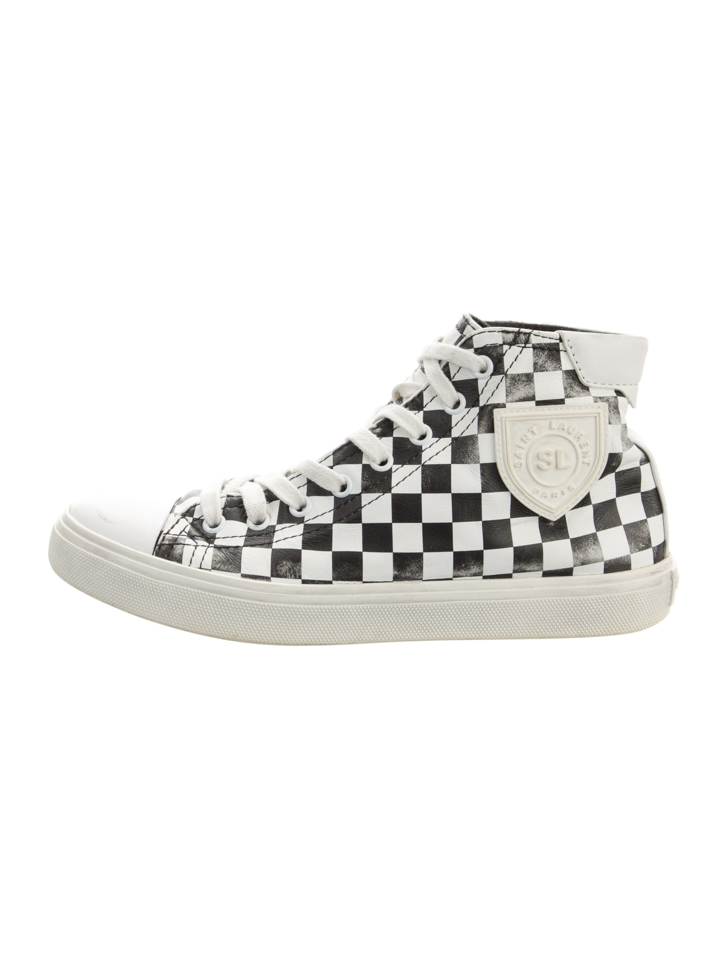 Saint Laurent Canvas Plaid Print Sneakers