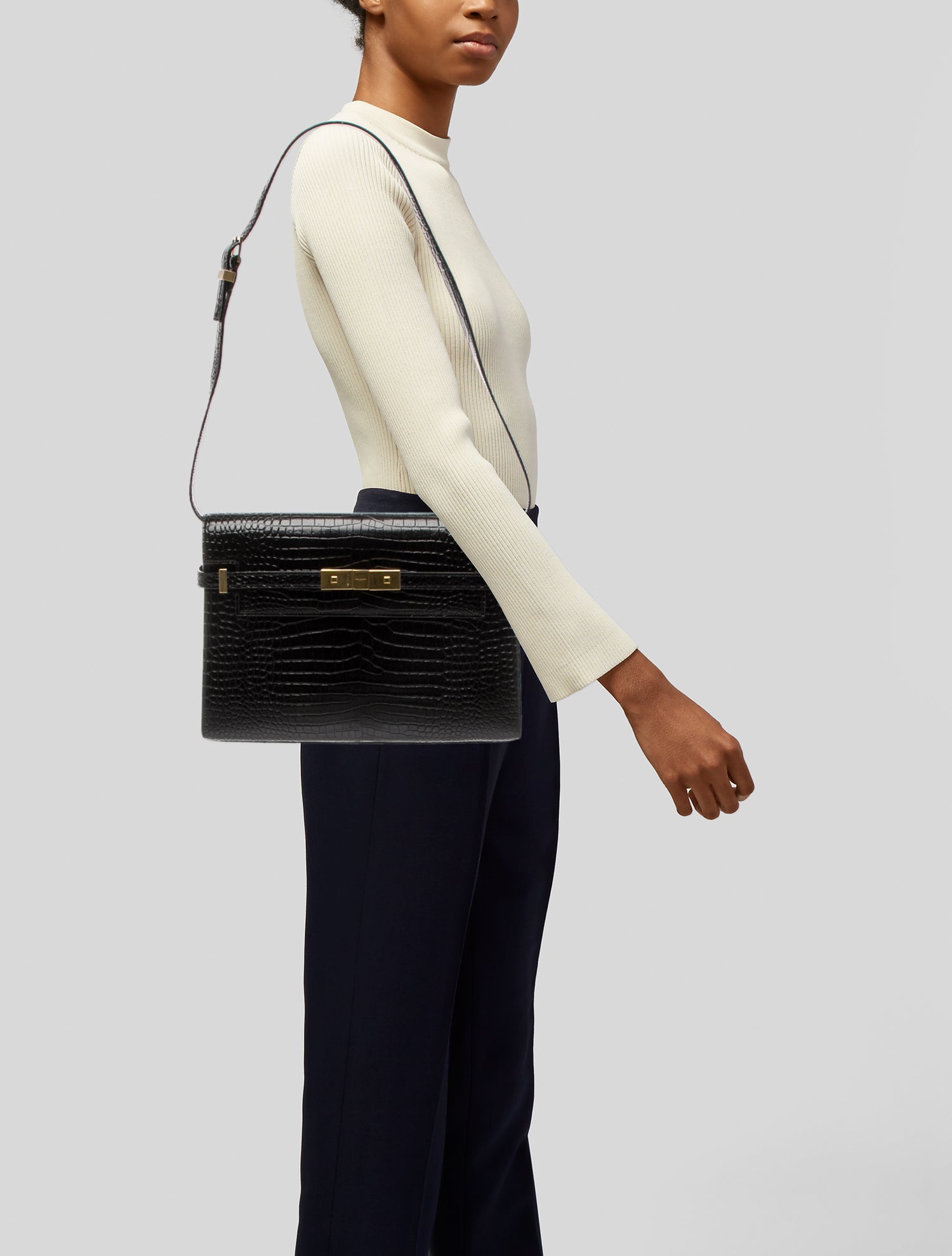 Saint Laurent Embossed Leather Manhattan Small