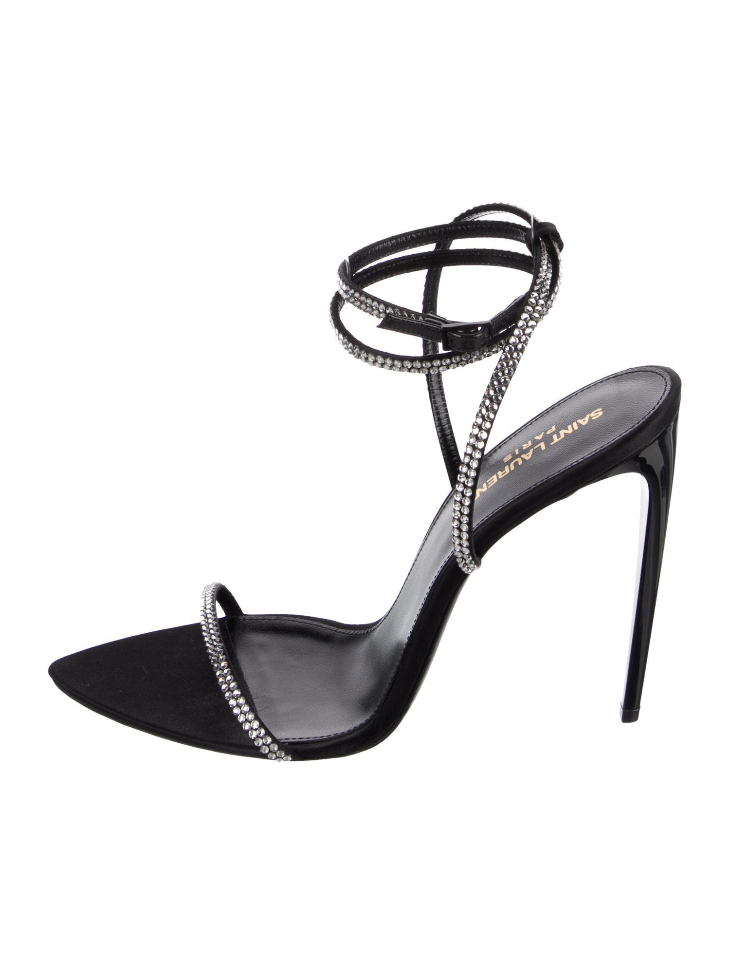 Saint Laurent Satin Crystal Embellishments Sandals