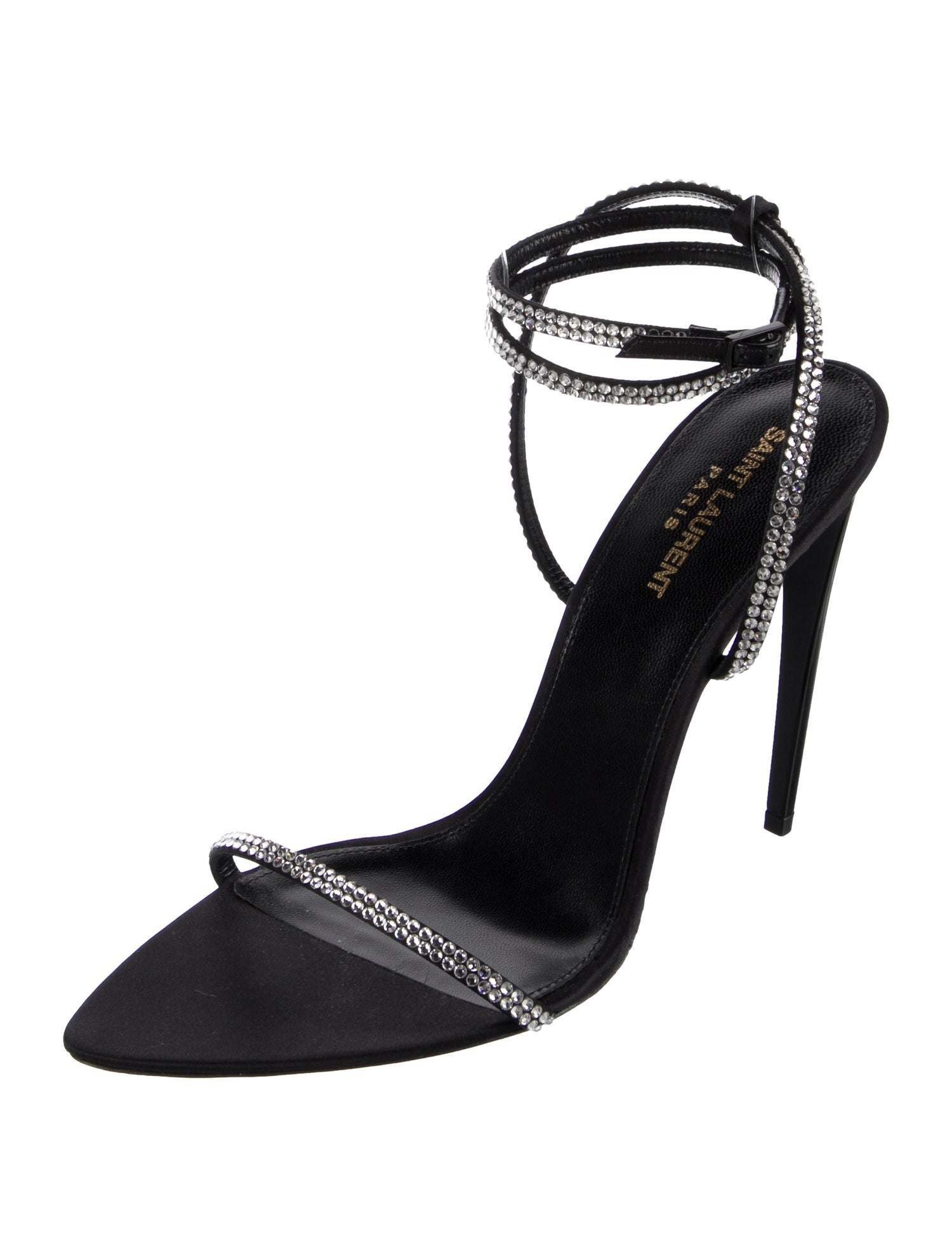 Saint Laurent Satin Crystal Embellishments Sandals