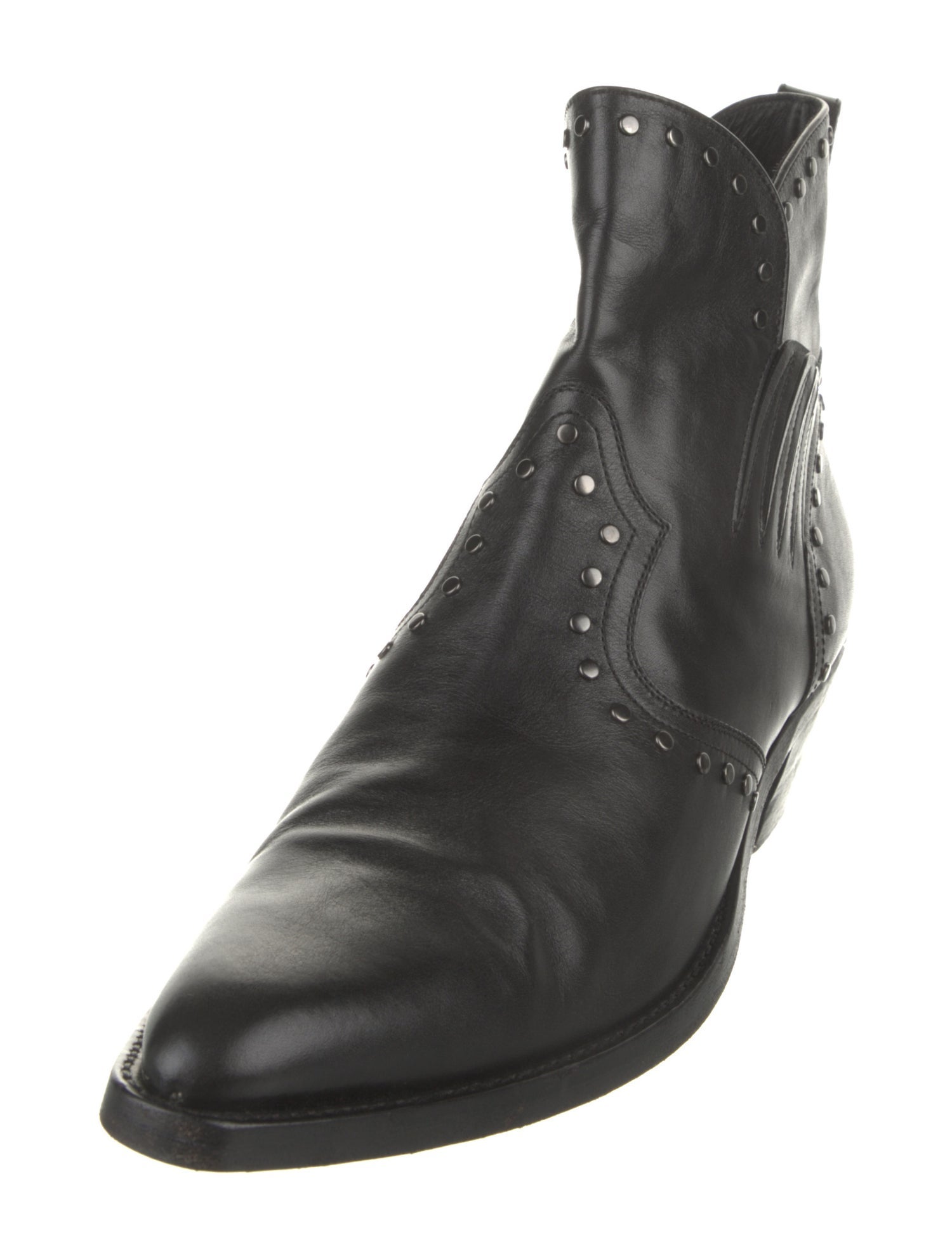 Saint Laurent Leather Studded Accents Chelsea Boots